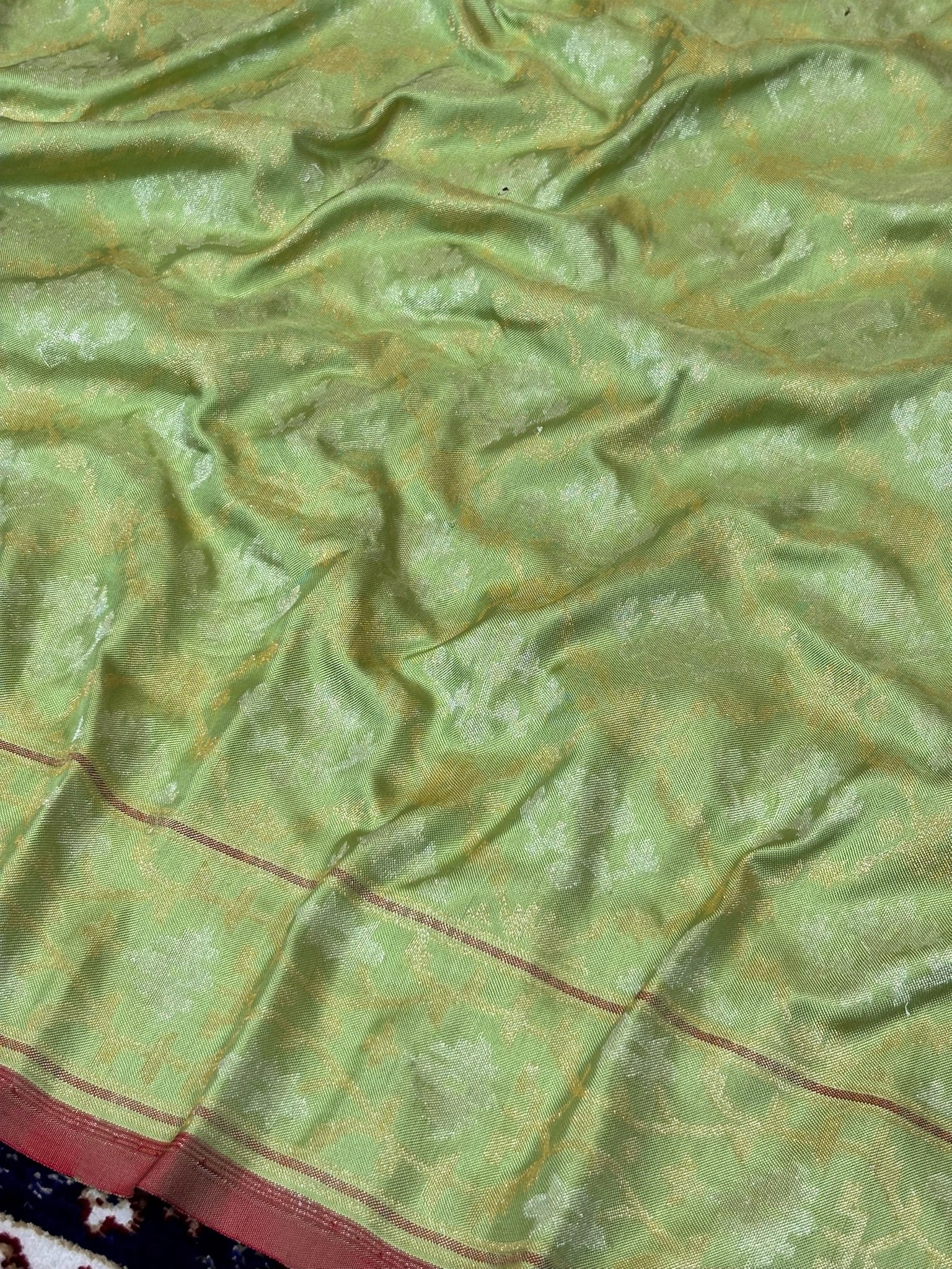 Pure Ektara Silk Jamdani Saree | Elegant Pista Green Design