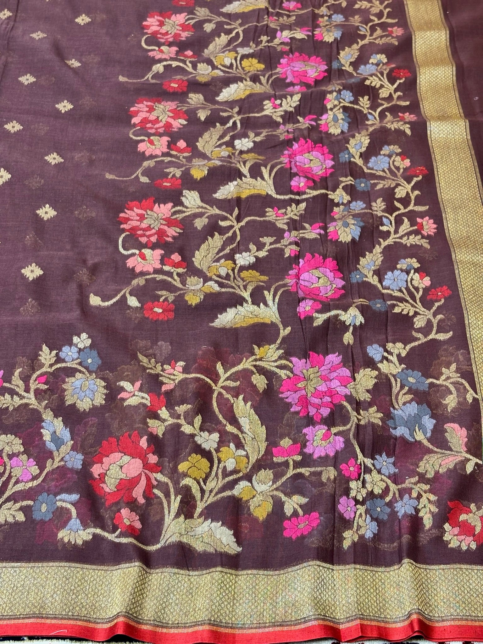 Pure Cotton Jamdani Saree | Elegant Brown Design