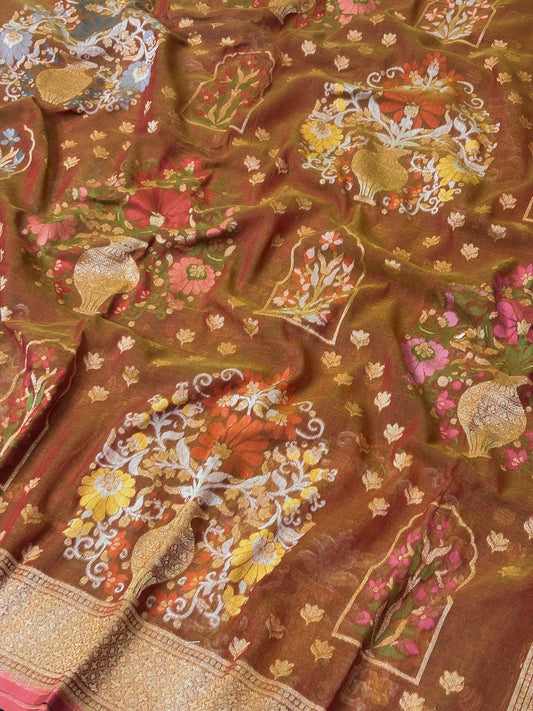 Pure Cotton Jamdani Saree | Elegant Antique Gold Design