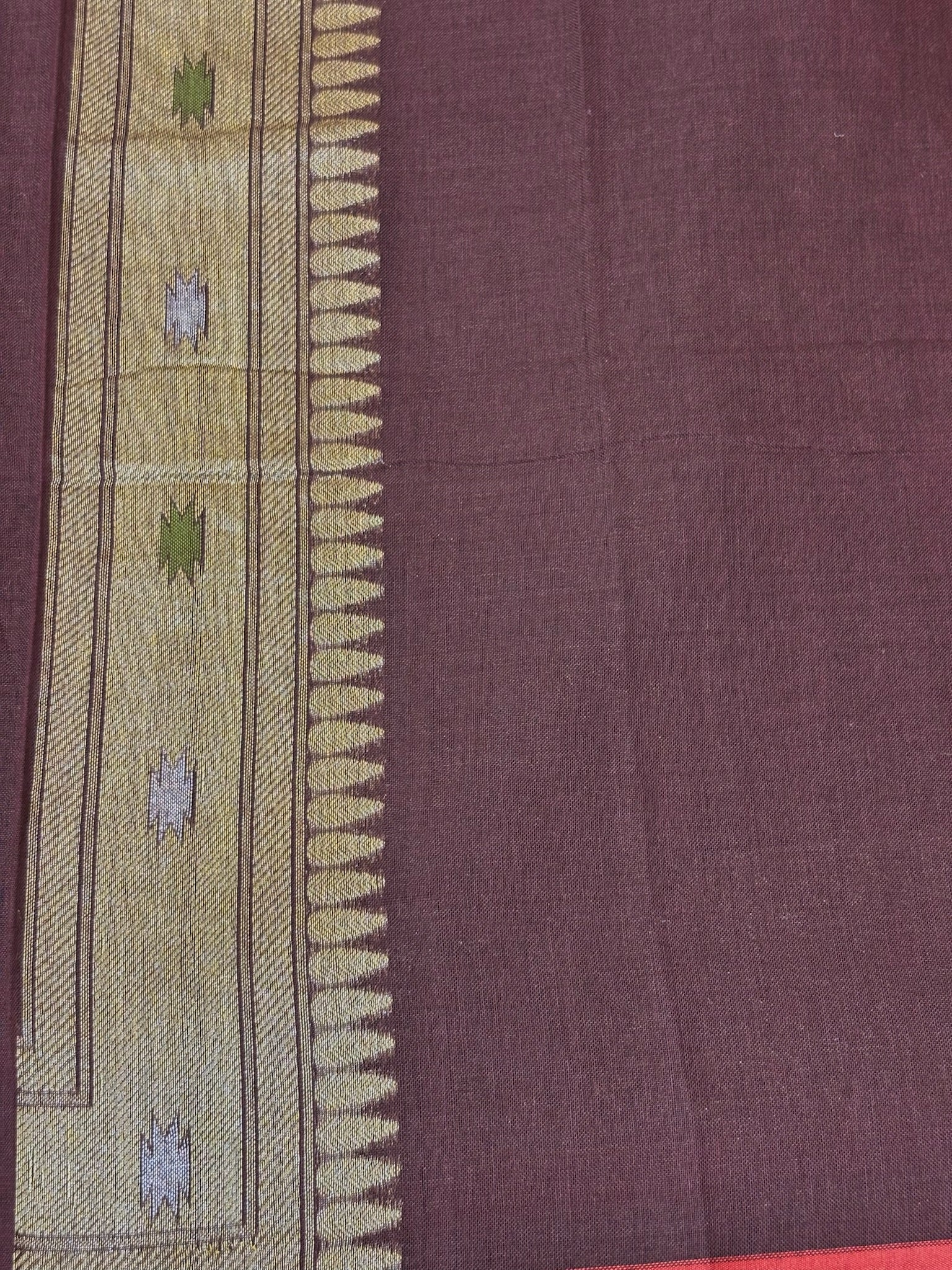 Pure Cotton Jamdani Saree | Elegant Brown Design
