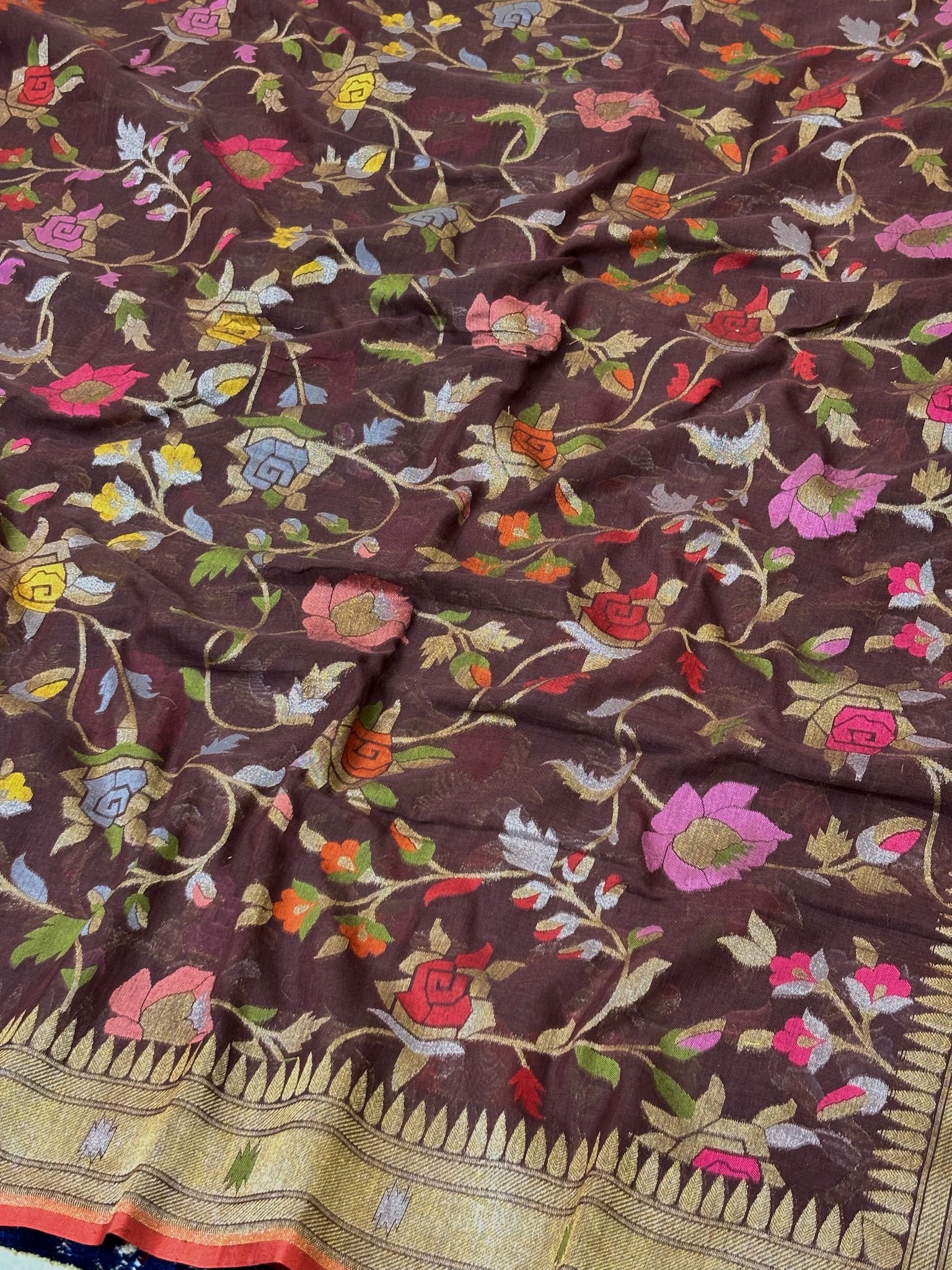 Pure Cotton Jamdani Saree | Elegant Brown Design