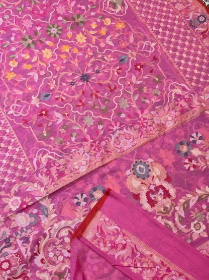 Pure Cotton Jamdani Saree | Elegant Pink Design
