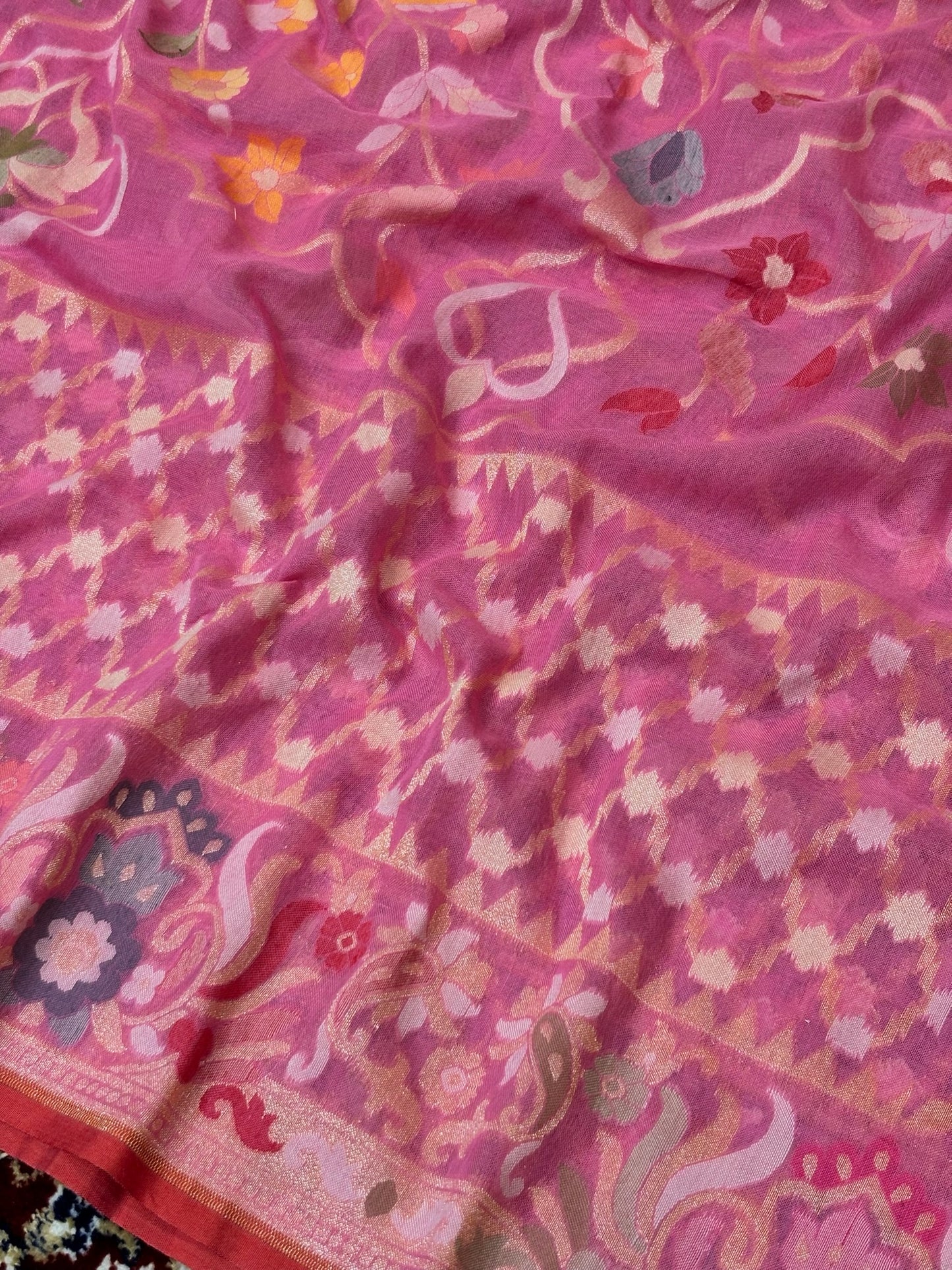 Pure Cotton Jamdani Saree | Elegant Pink Design