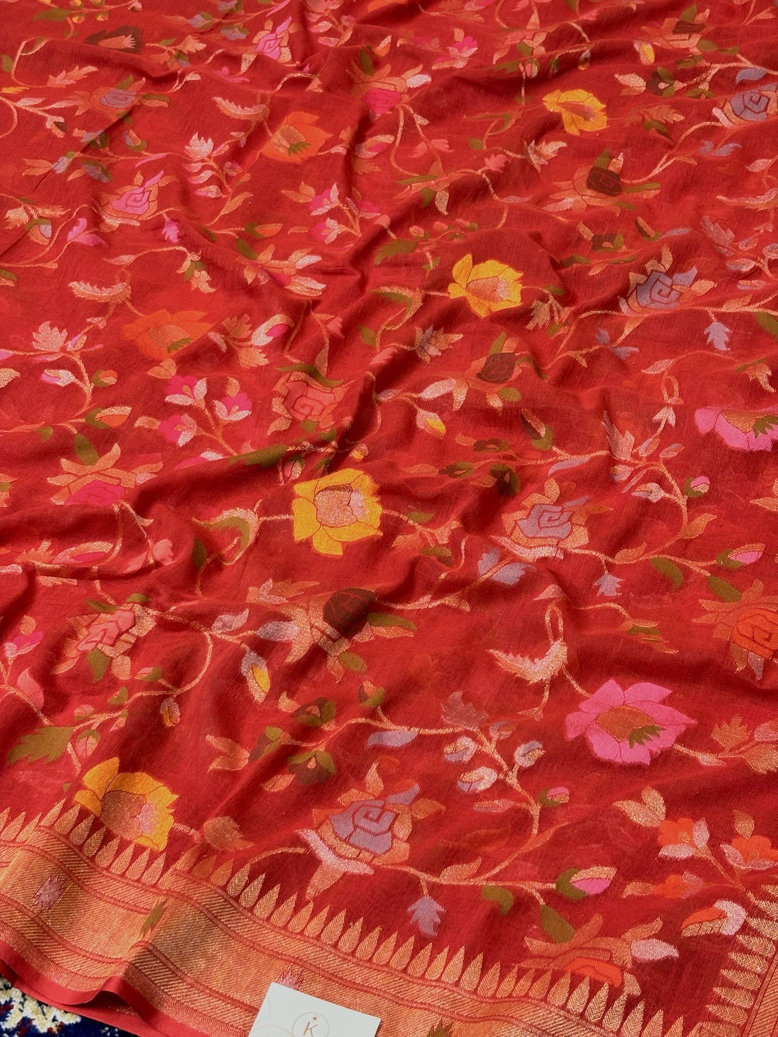 Pure Cotton Jamdani Saree | Elegant Red Design