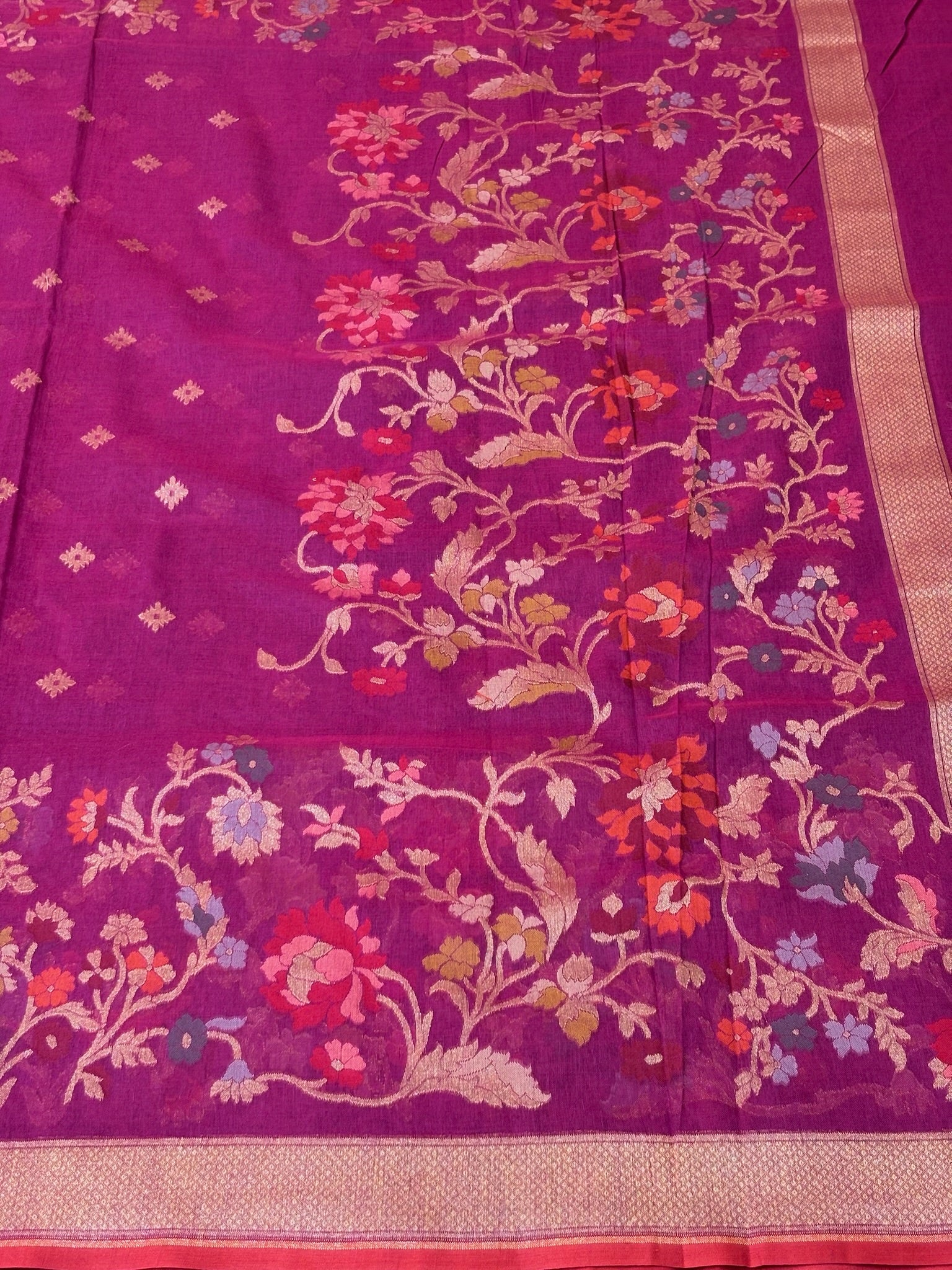 Pure Cotton Jamdani Saree | Elegant Wine Pink Design
