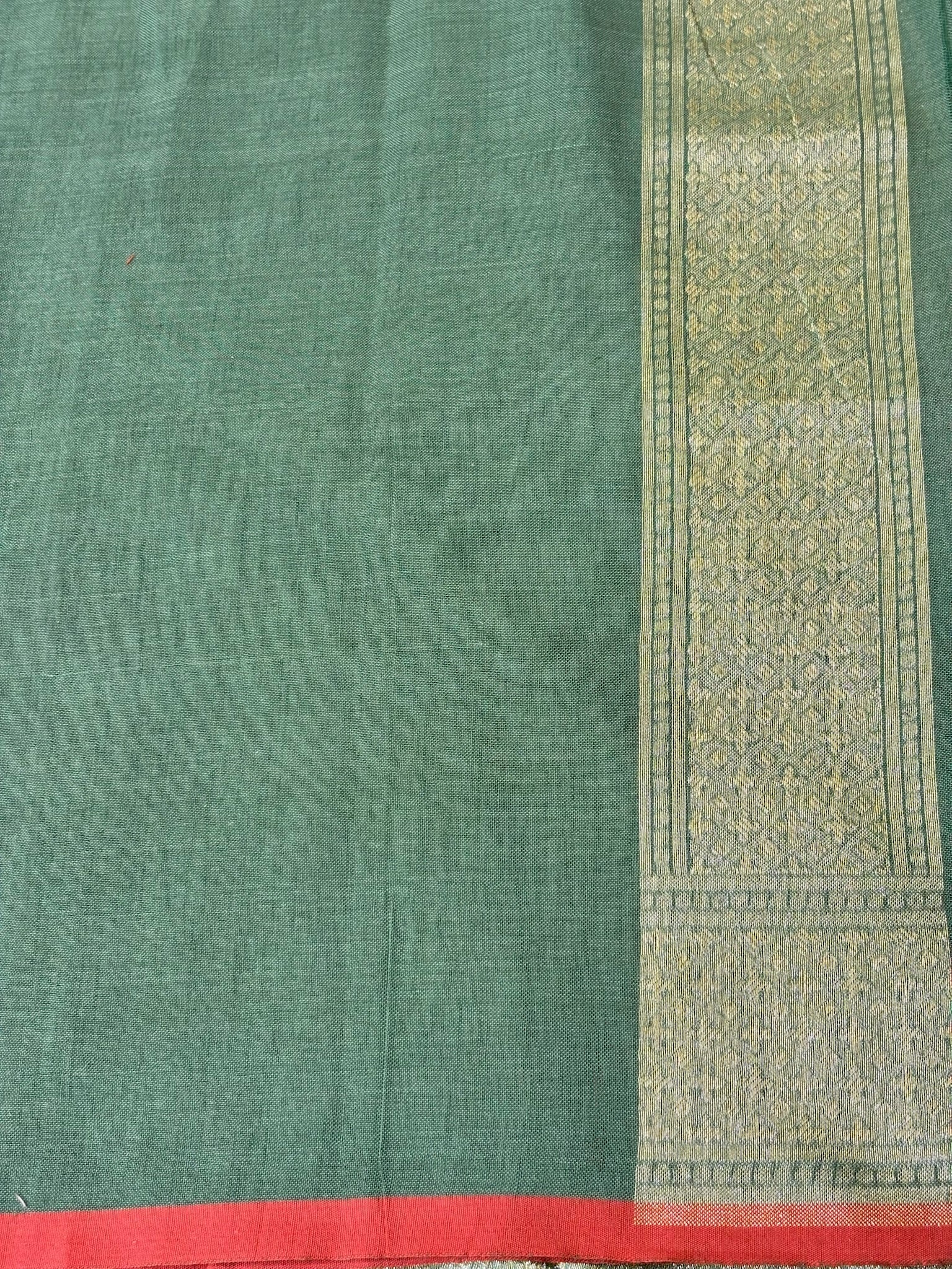 Pure Cotton Jamdani Saree | Elegant Sage Green Design