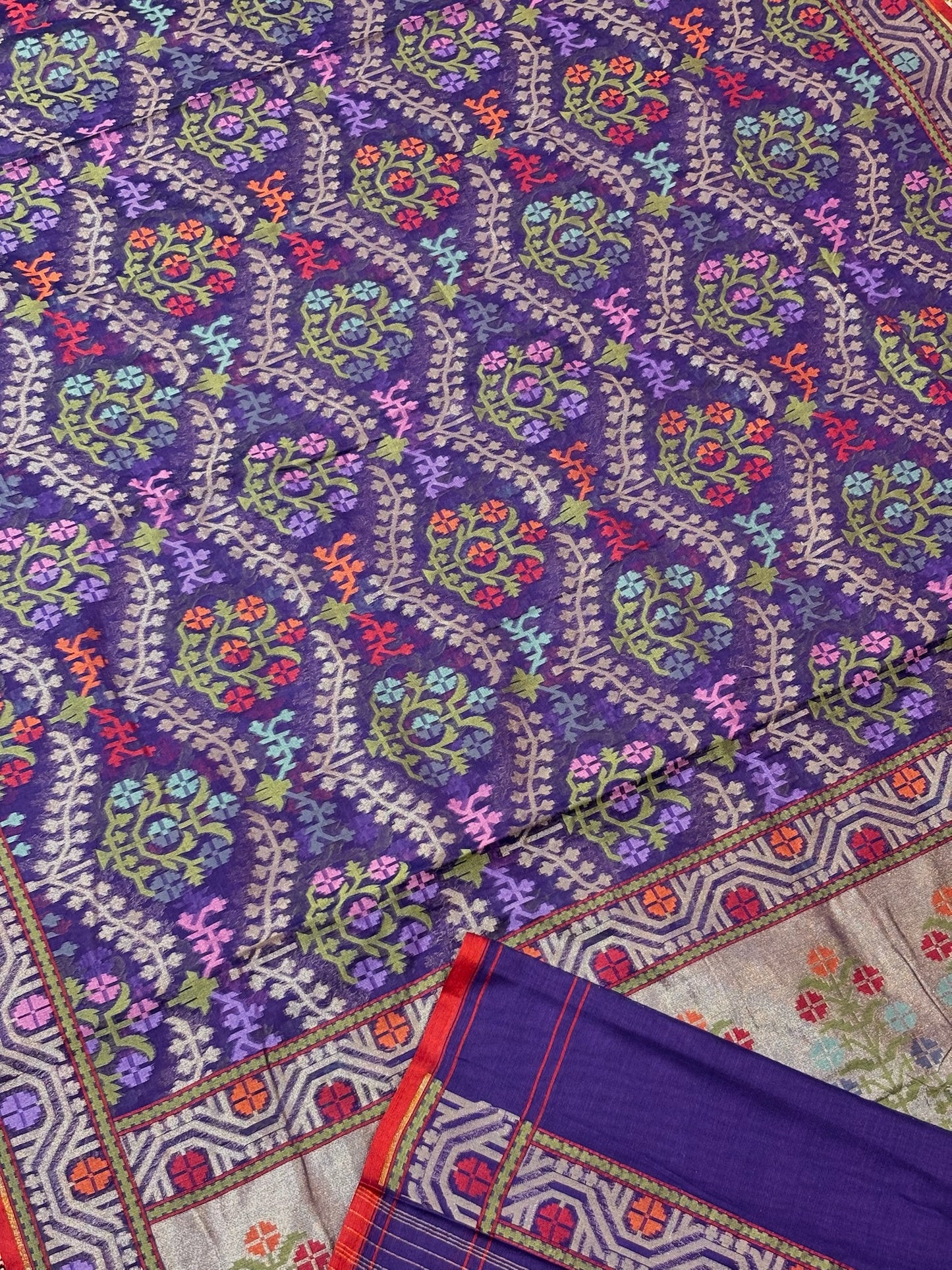 Pure Cotton Jamdani Saree | Elegant Purple Design