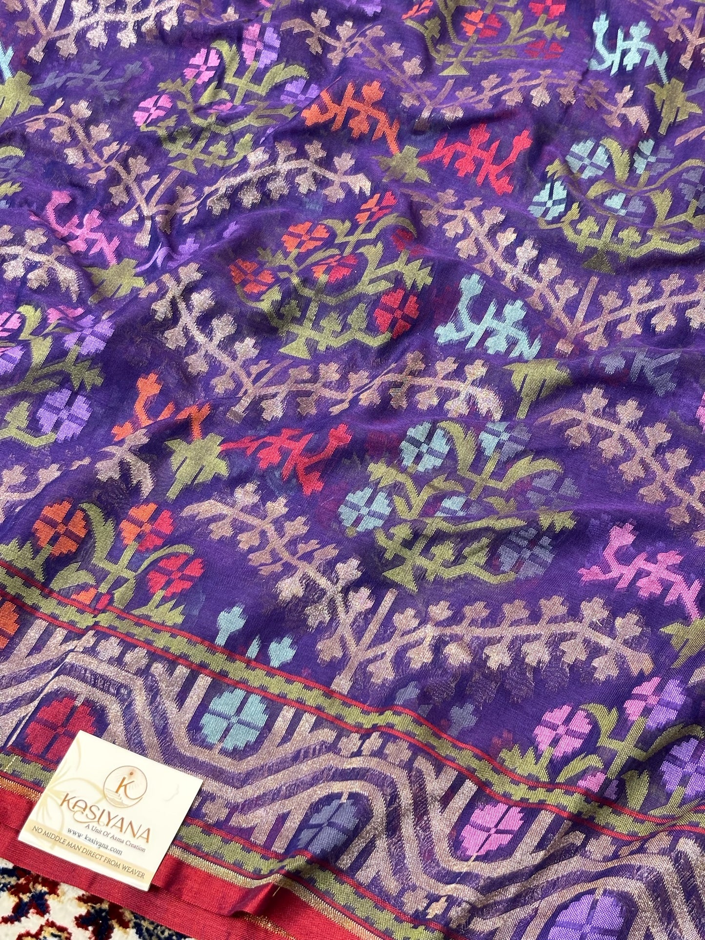 Pure Cotton Jamdani Saree | Elegant Purple Design
