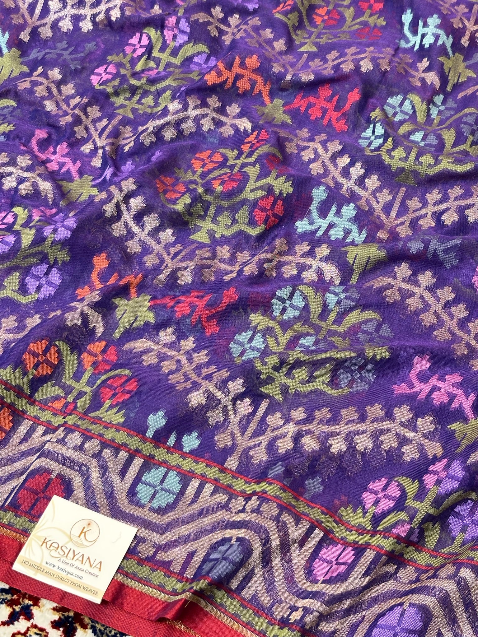 Pure Cotton Jamdani Saree | Elegant Purple Design