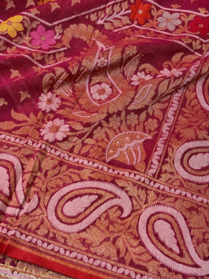 Pure Cotton Jamdani Saree | Elegant Berry Pink Design