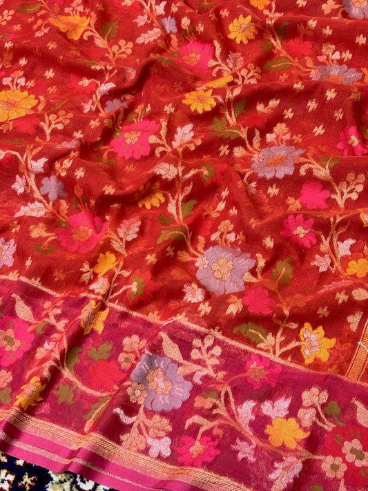Pure CottonJamdani Saree | Elegant Burnt Red Design