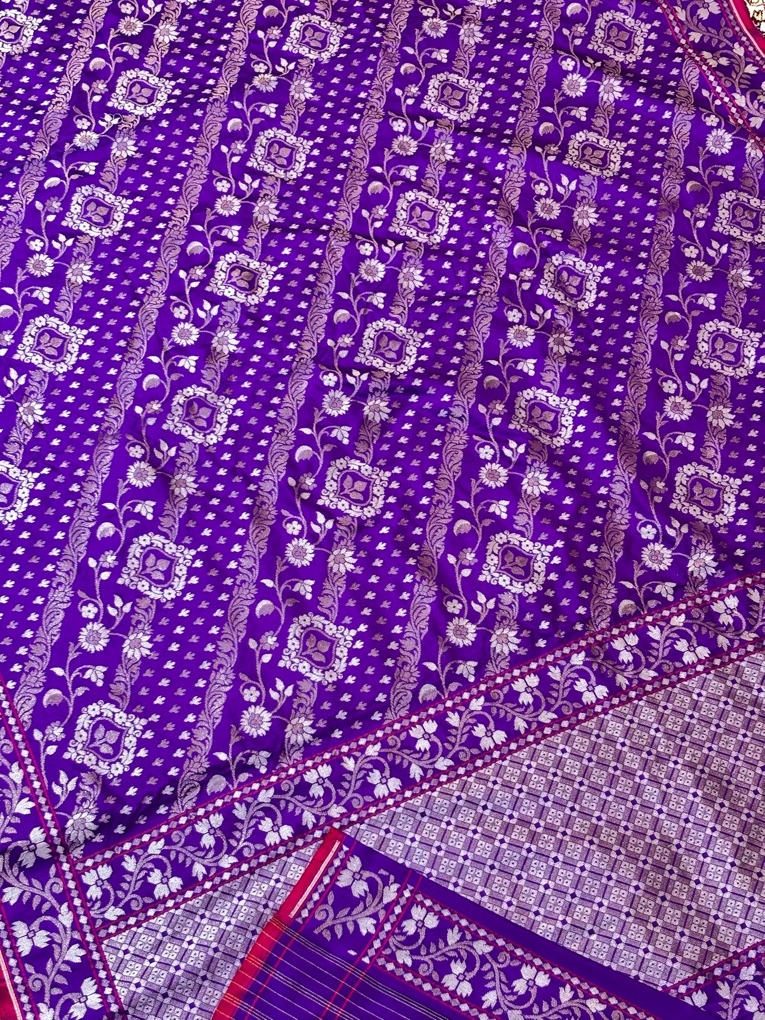 Pure Ektara Silk Jamdani Saree | Elegant Purple Design