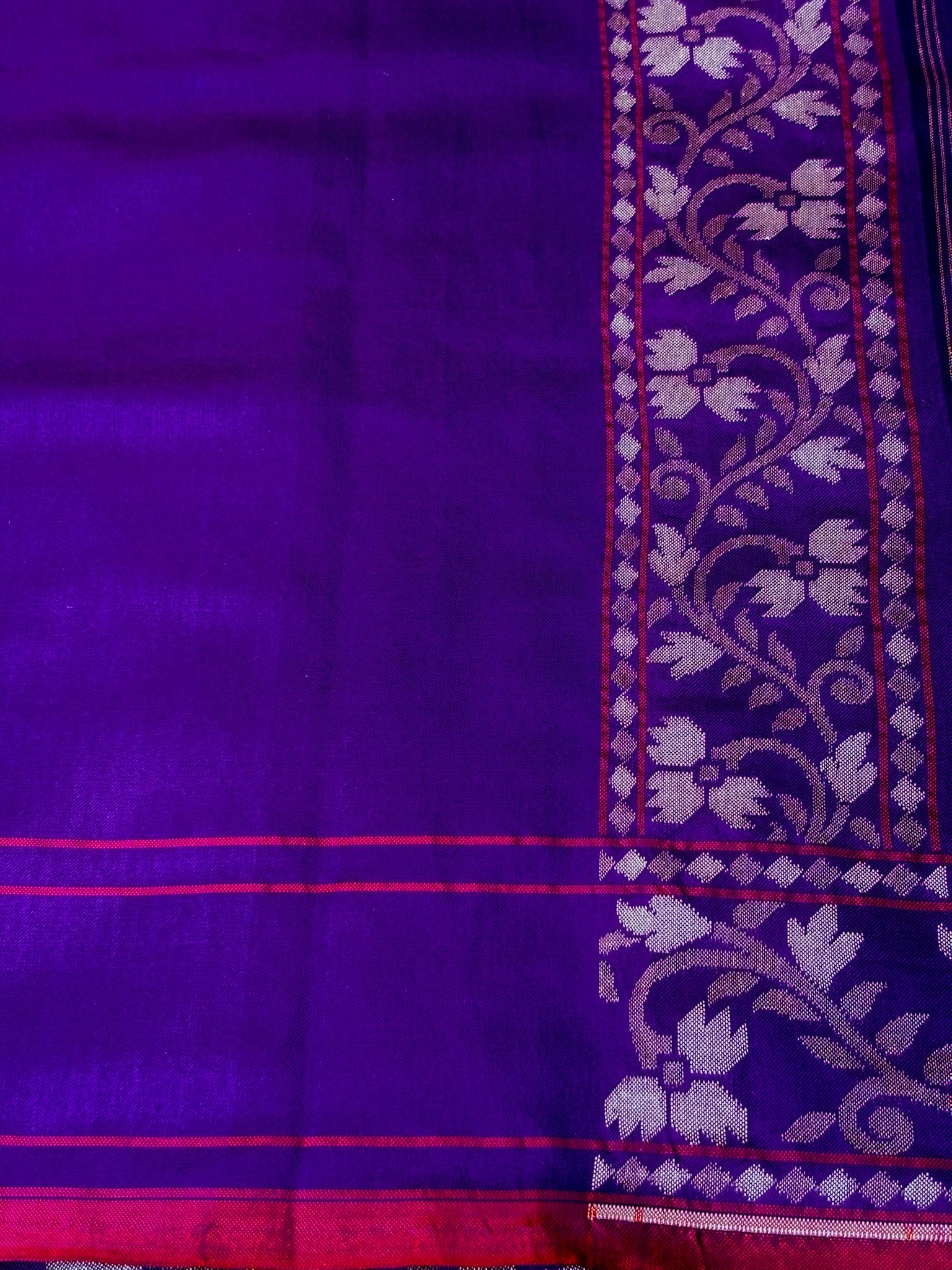 Pure Ektara Silk Jamdani Saree | Elegant Purple Design