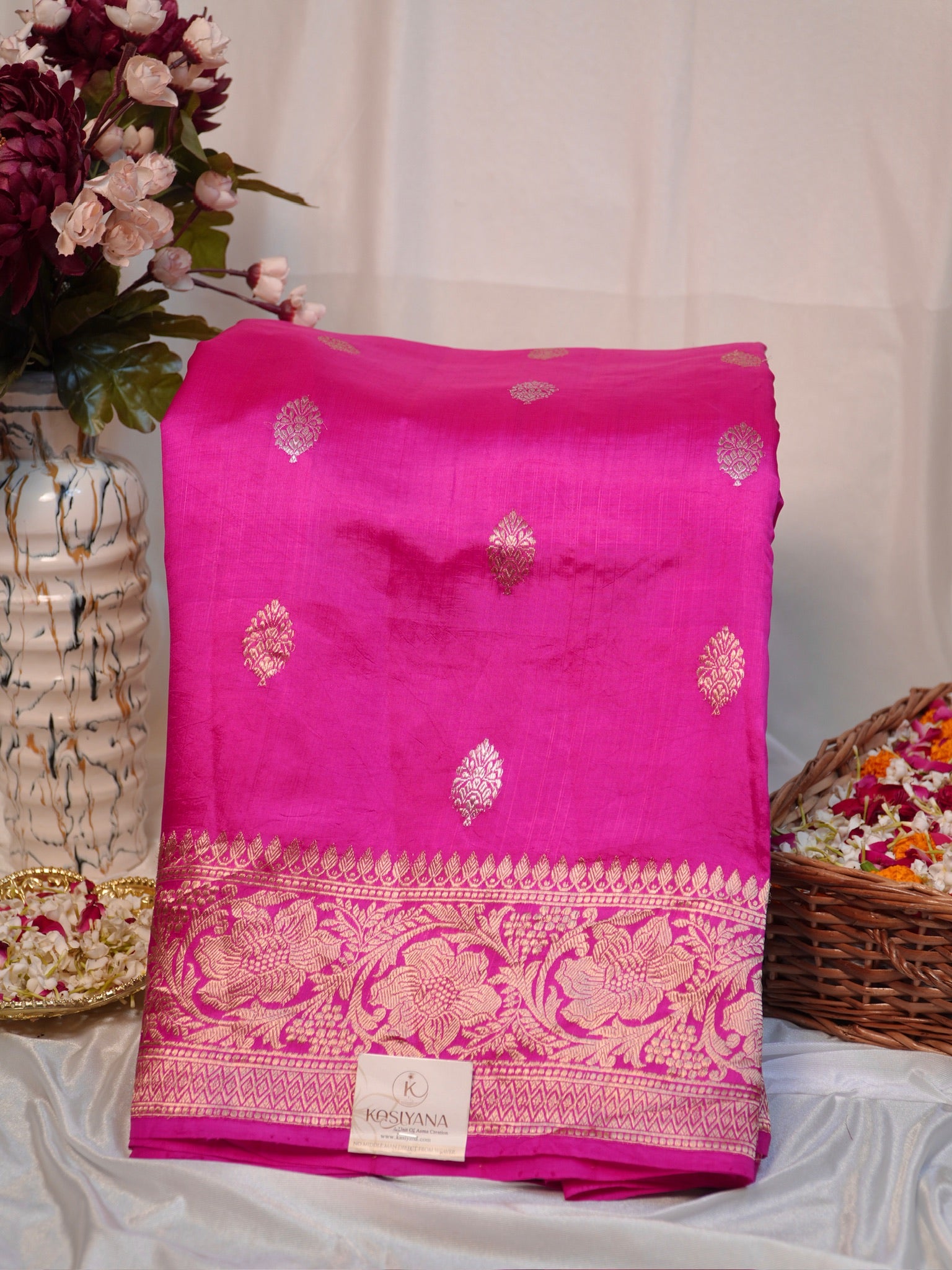 Rani Pink 100% Pure Soft Katan Silk Handwoven Saree