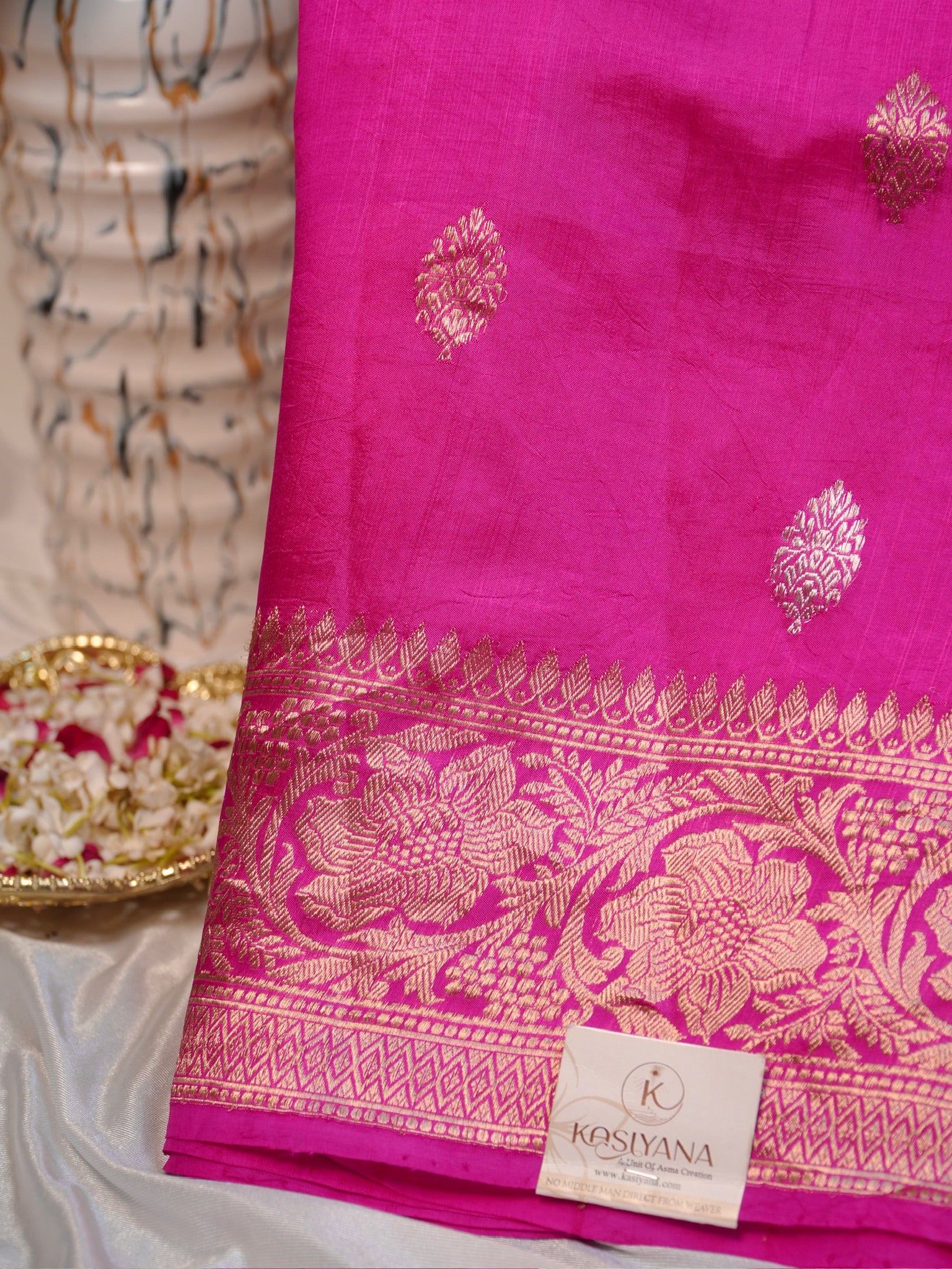 Rani Pink 100% Pure Soft Katan Silk Handwoven Saree
