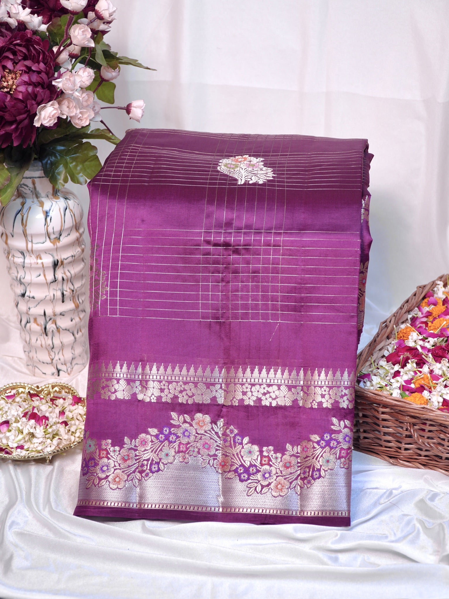Magenta 100% Pure Soft Katan Silk Saree
