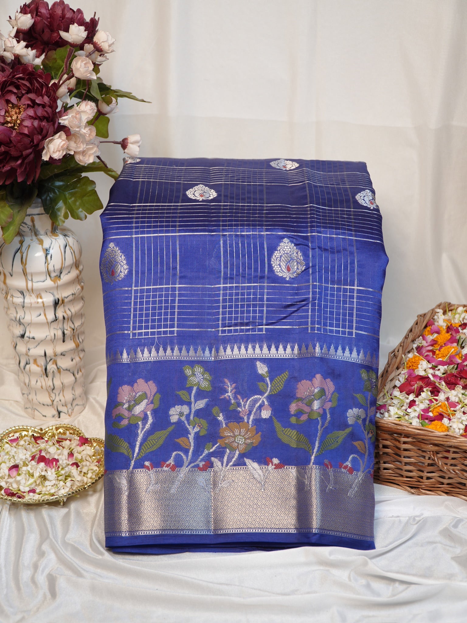 Royal Blue 100% Pure Soft Katan Silk Saree