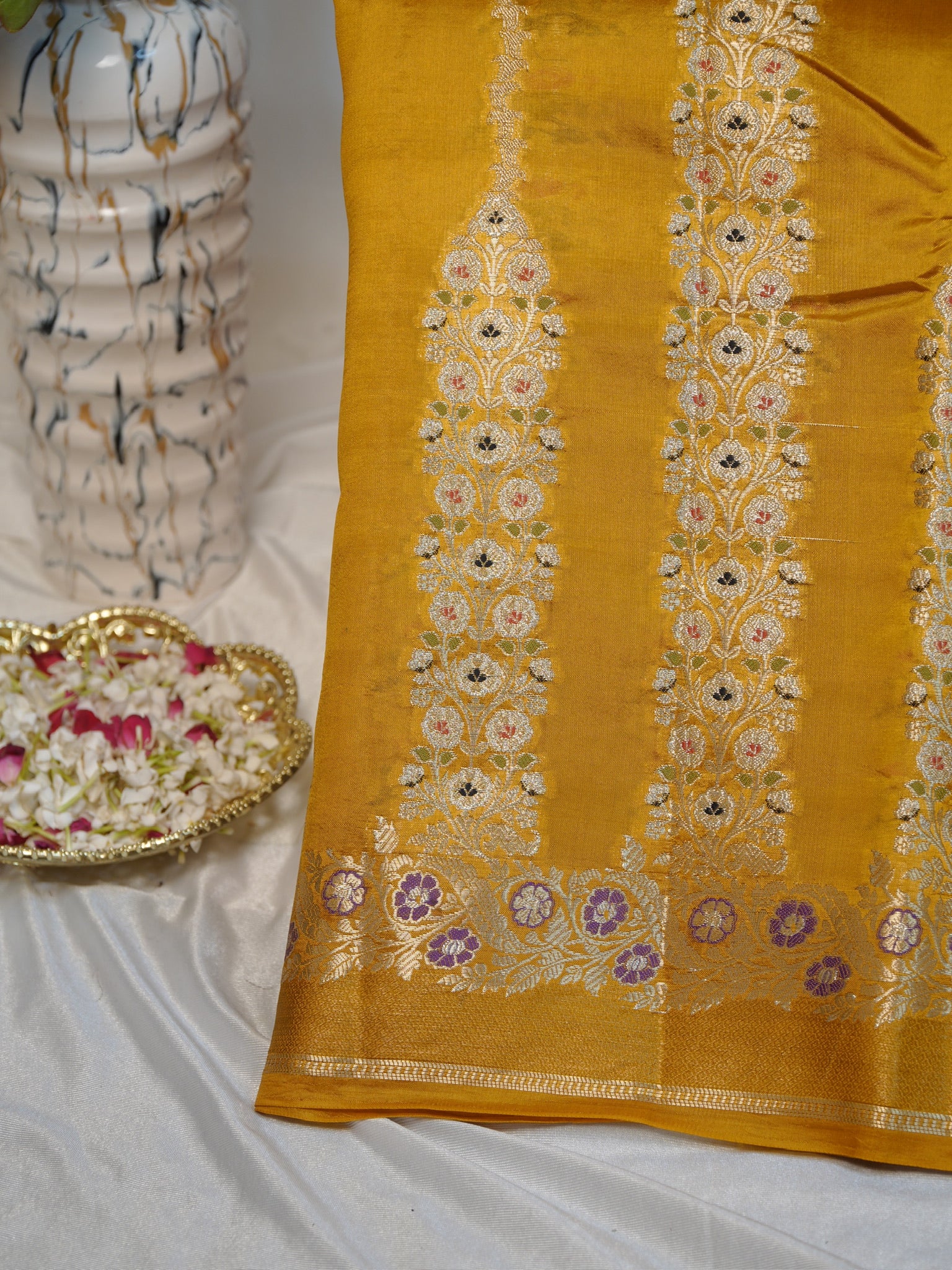 Mustard Yellow 100% Pure Soft Katan Silk Saree