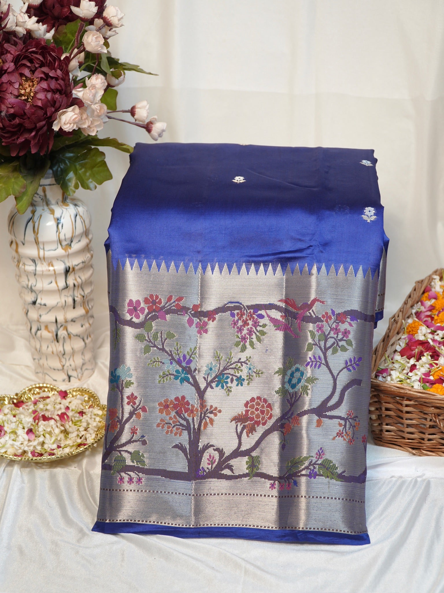Royal Blue 100% Pure Soft Katan Silk Saree