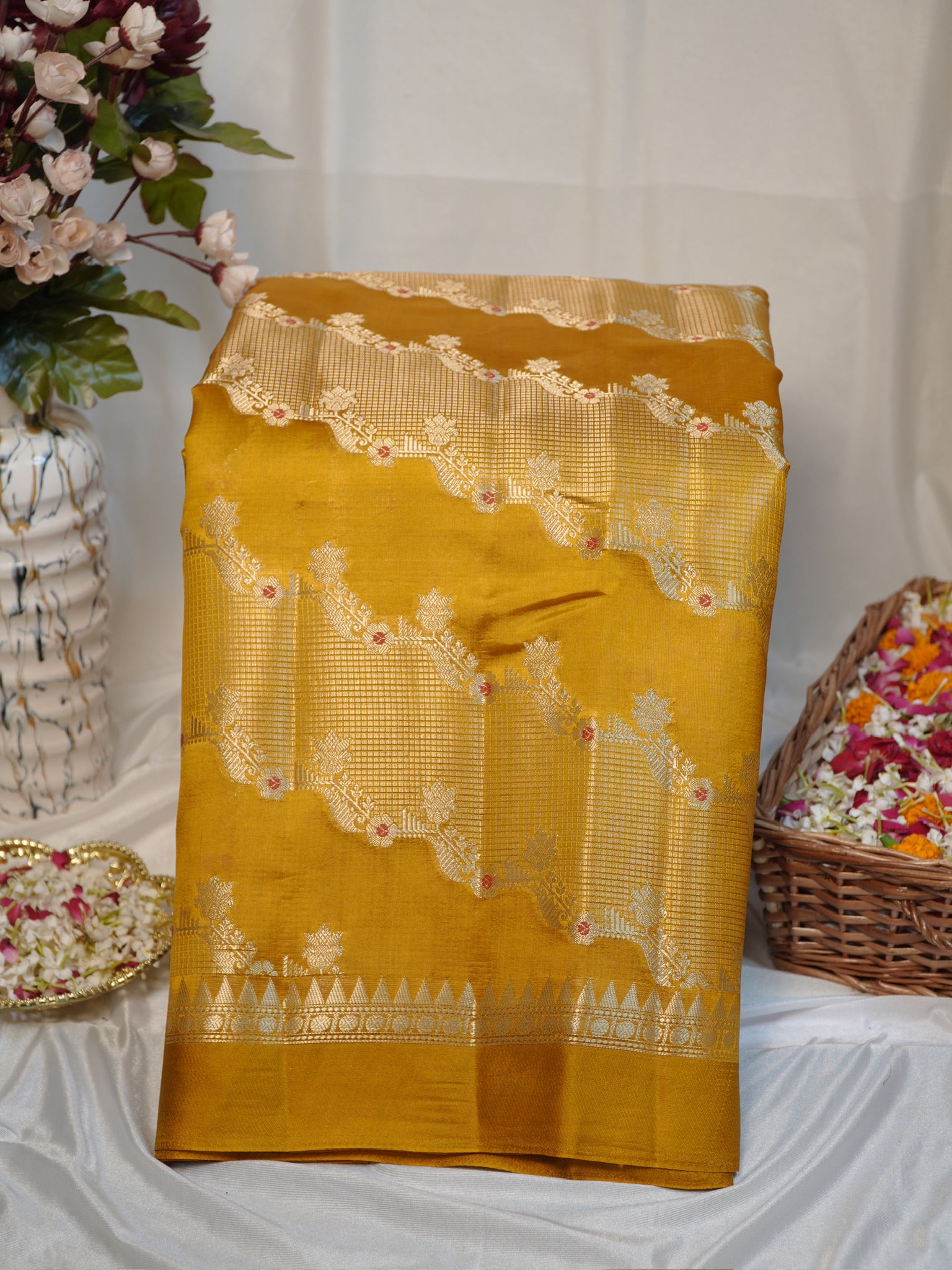 Yellow 100% Pure Soft Katan Silk Saree
