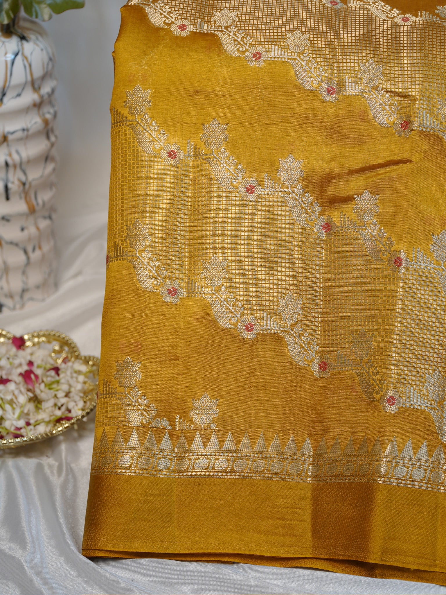 Yellow 100% Pure Soft Katan Silk Saree