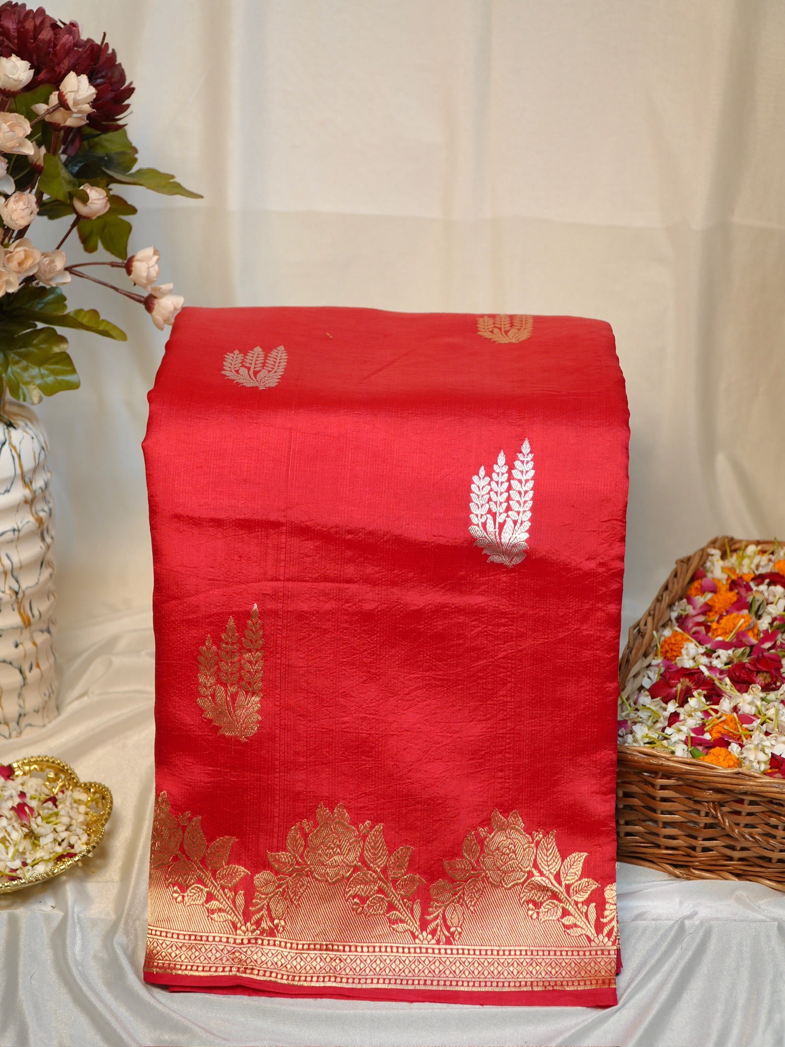Red 100% Pure Soft Katan Silk Handwoven Saree