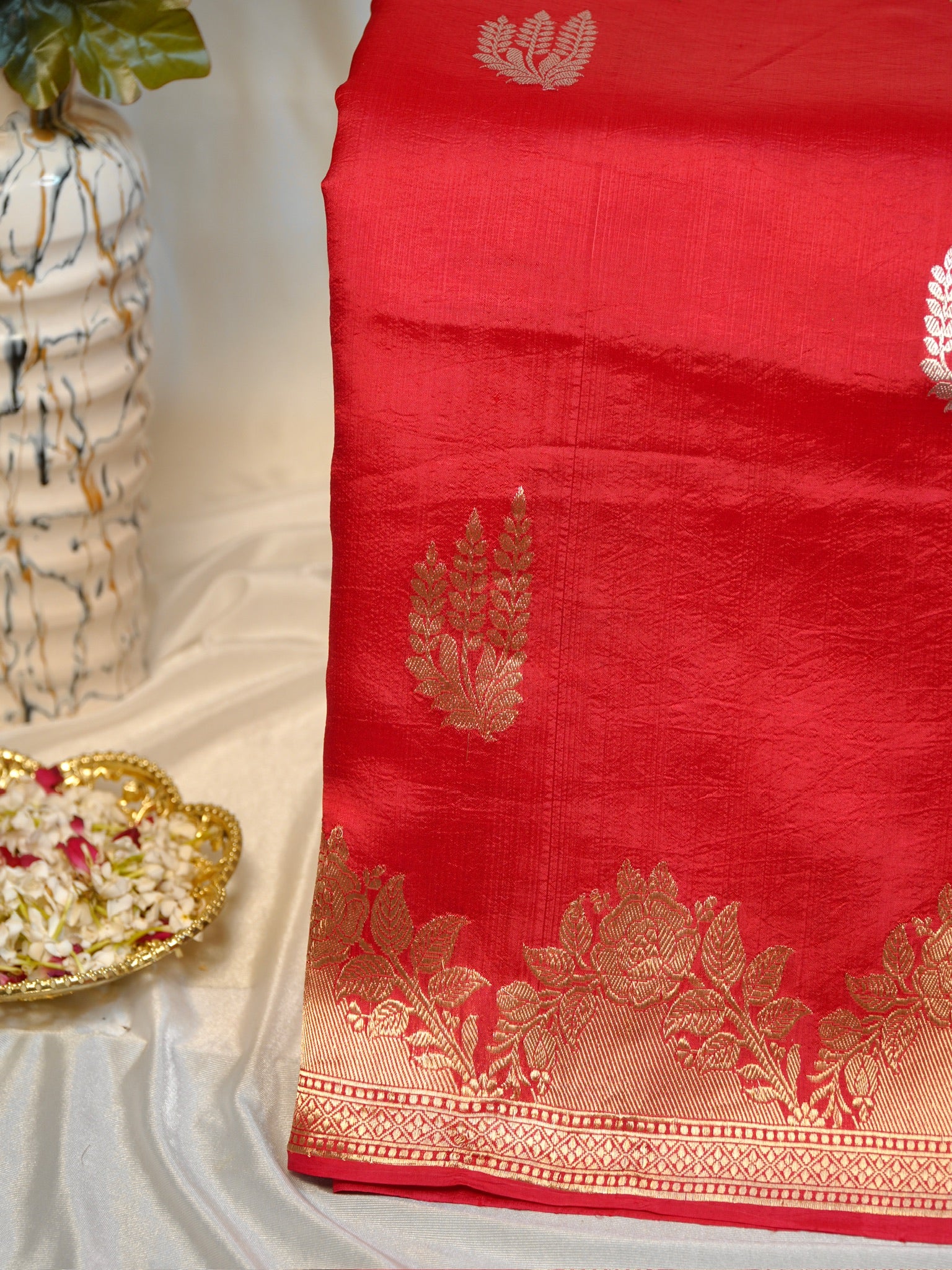 Red 100% Pure Soft Katan Silk Handwoven Saree