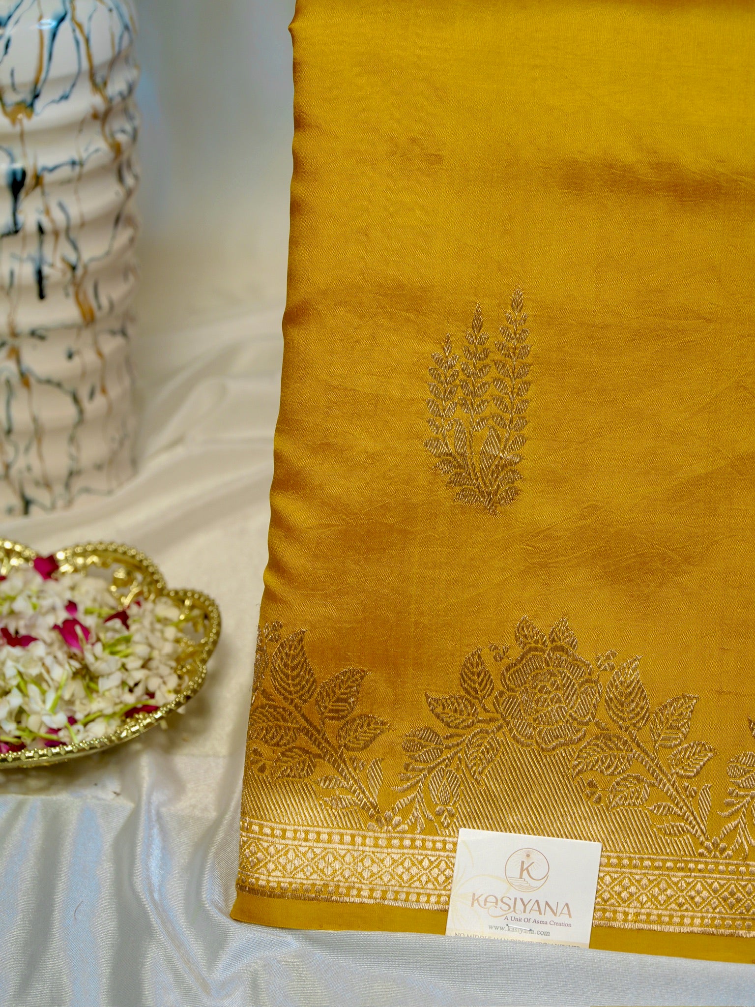 Yellow 100% Pure Soft Katan Silk Handwoven Saree