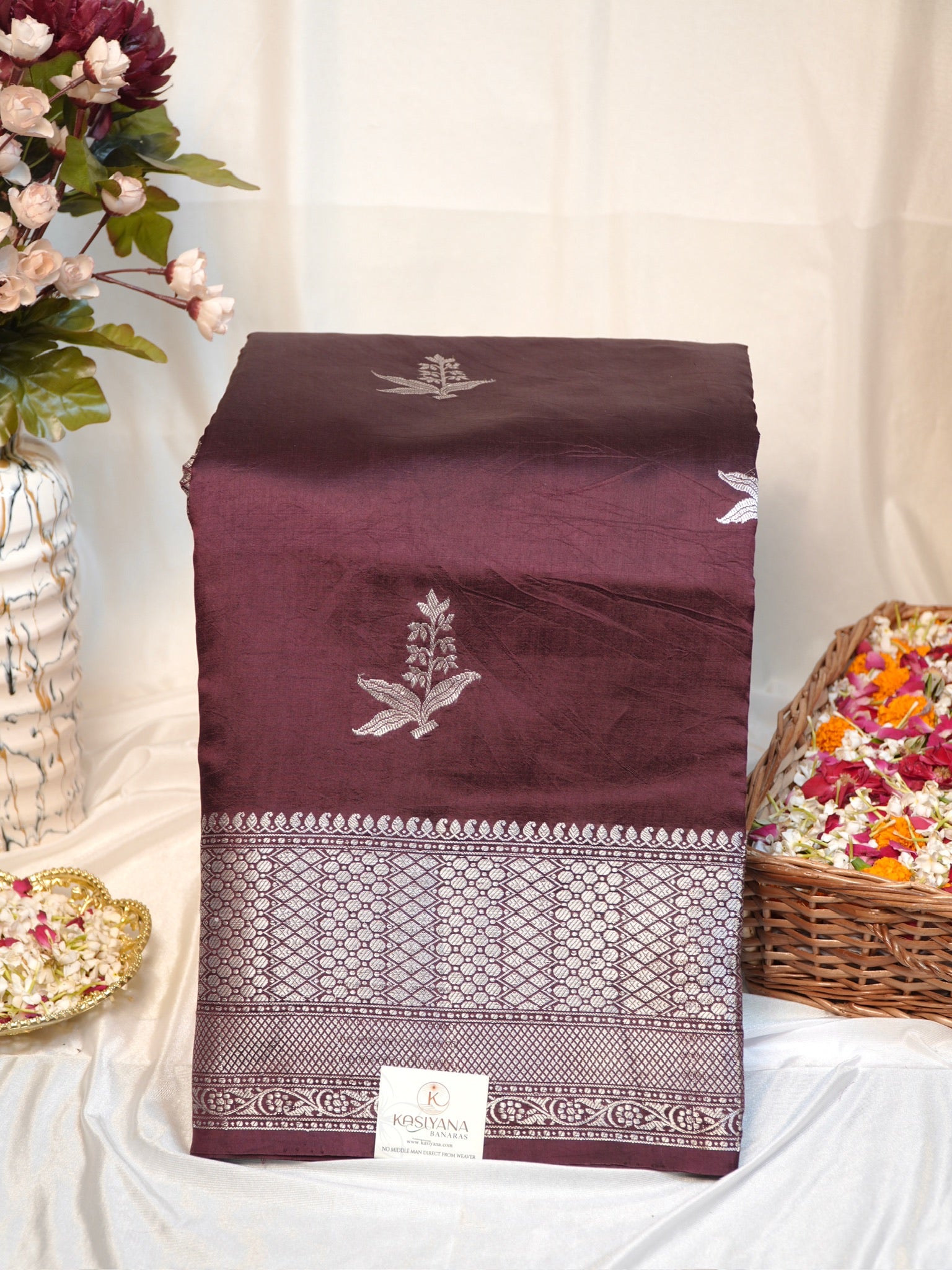 Wine 100% Pure Soft Katan Silk Saree