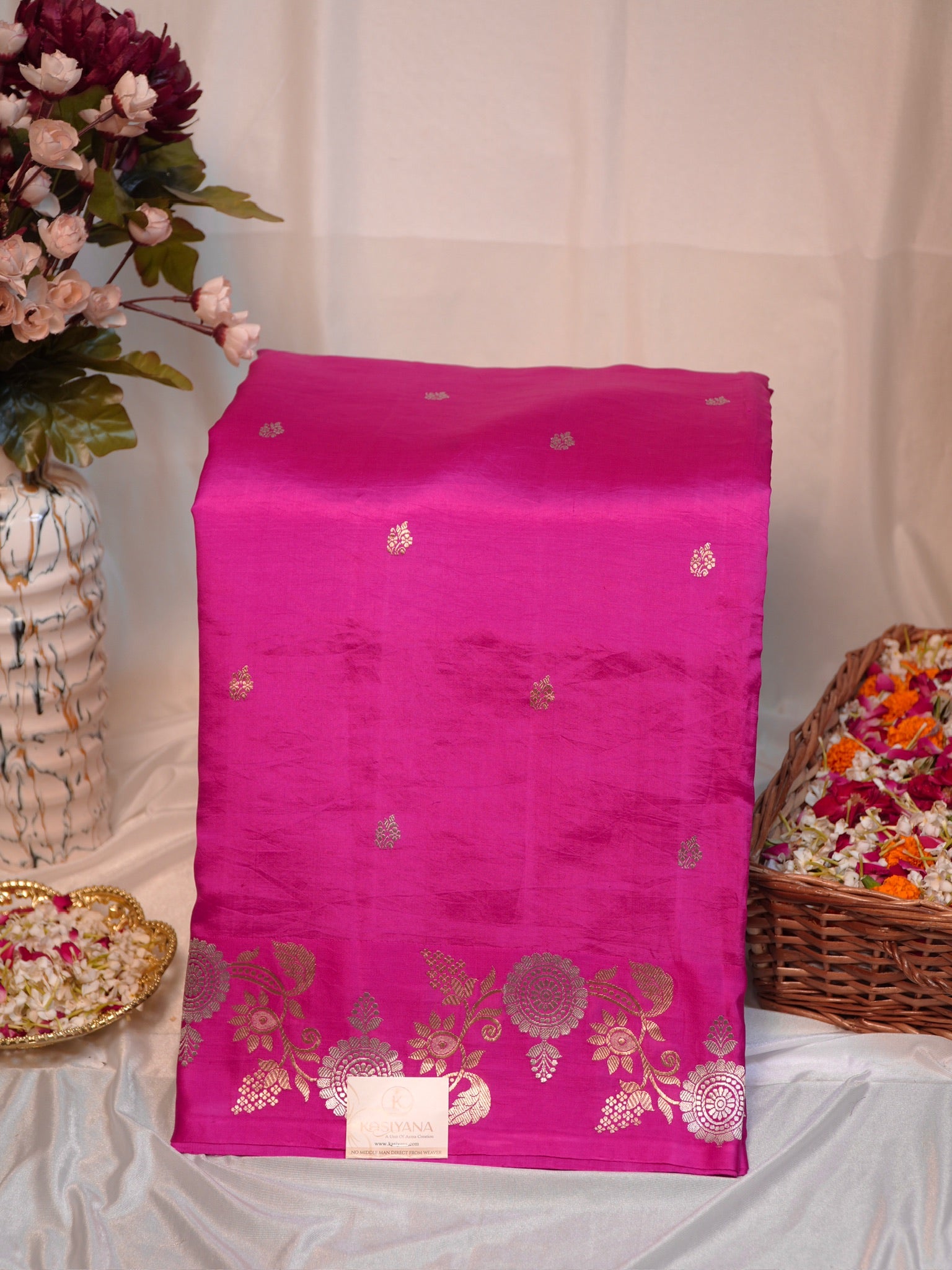 Rani Pink 100% Pure Soft Katan Silk Handwoven Saree