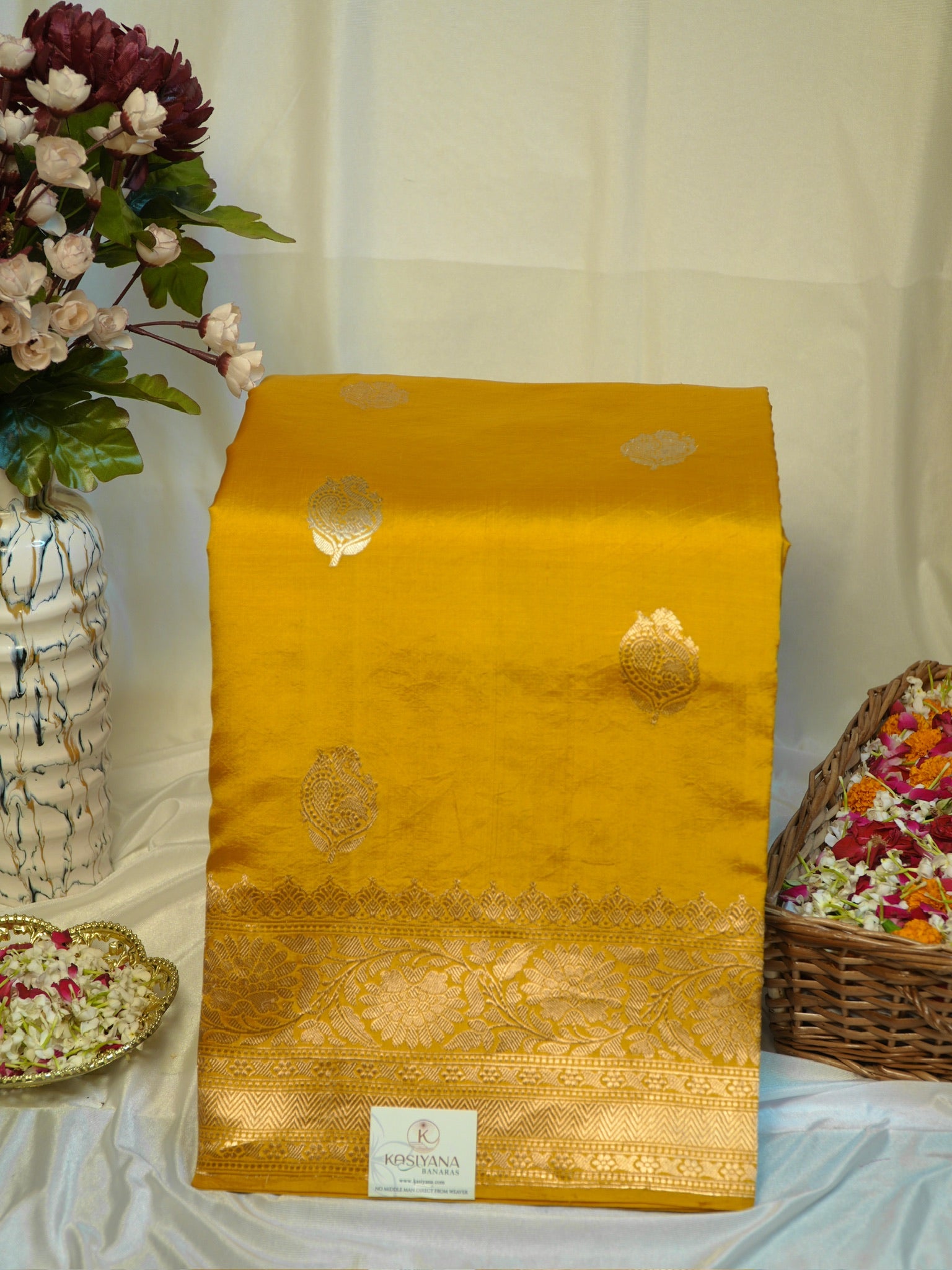 Yellow 100% Pure Soft Katan Silk Handwoven Saree