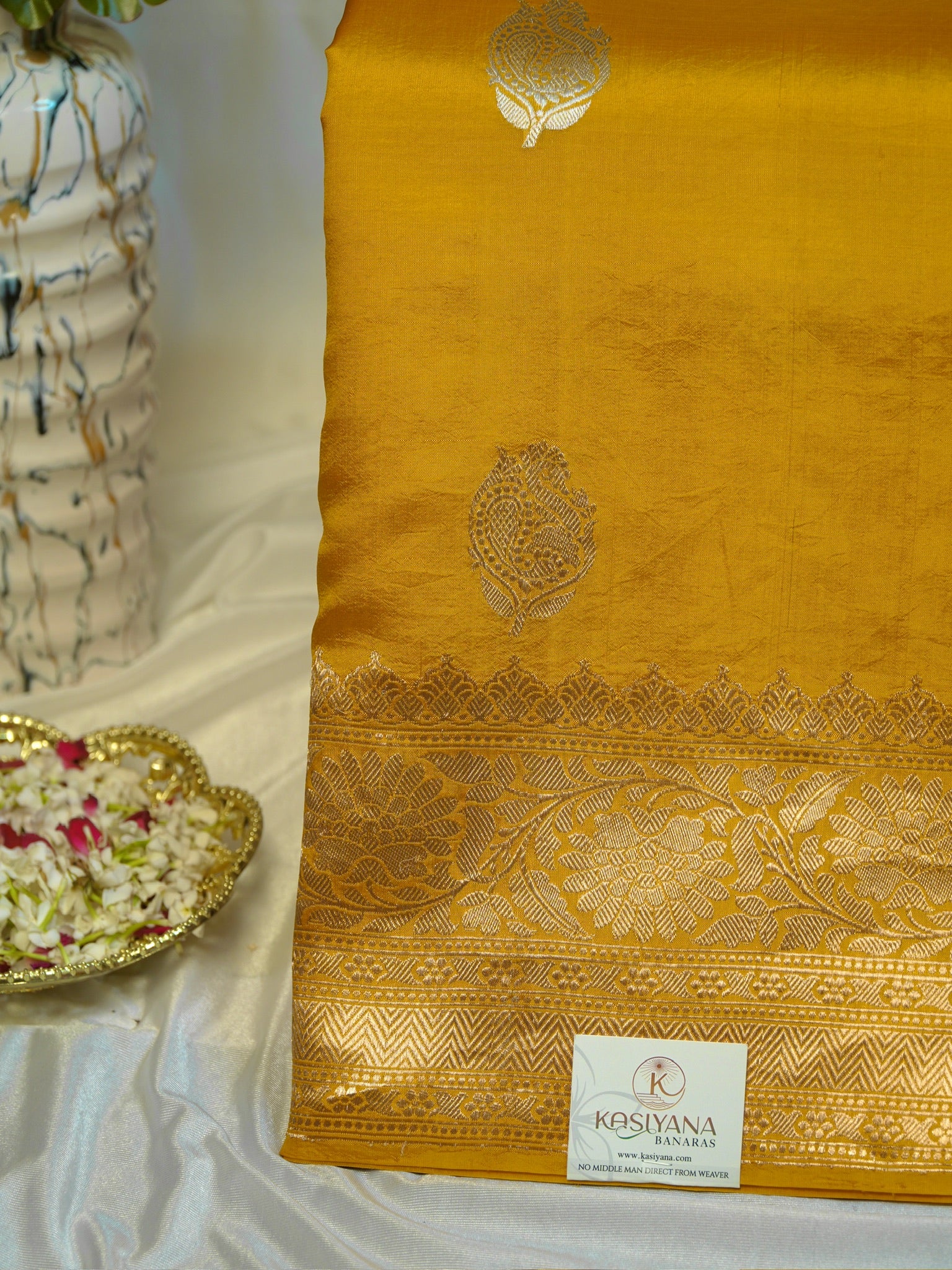 Yellow 100% Pure Soft Katan Silk Handwoven Saree