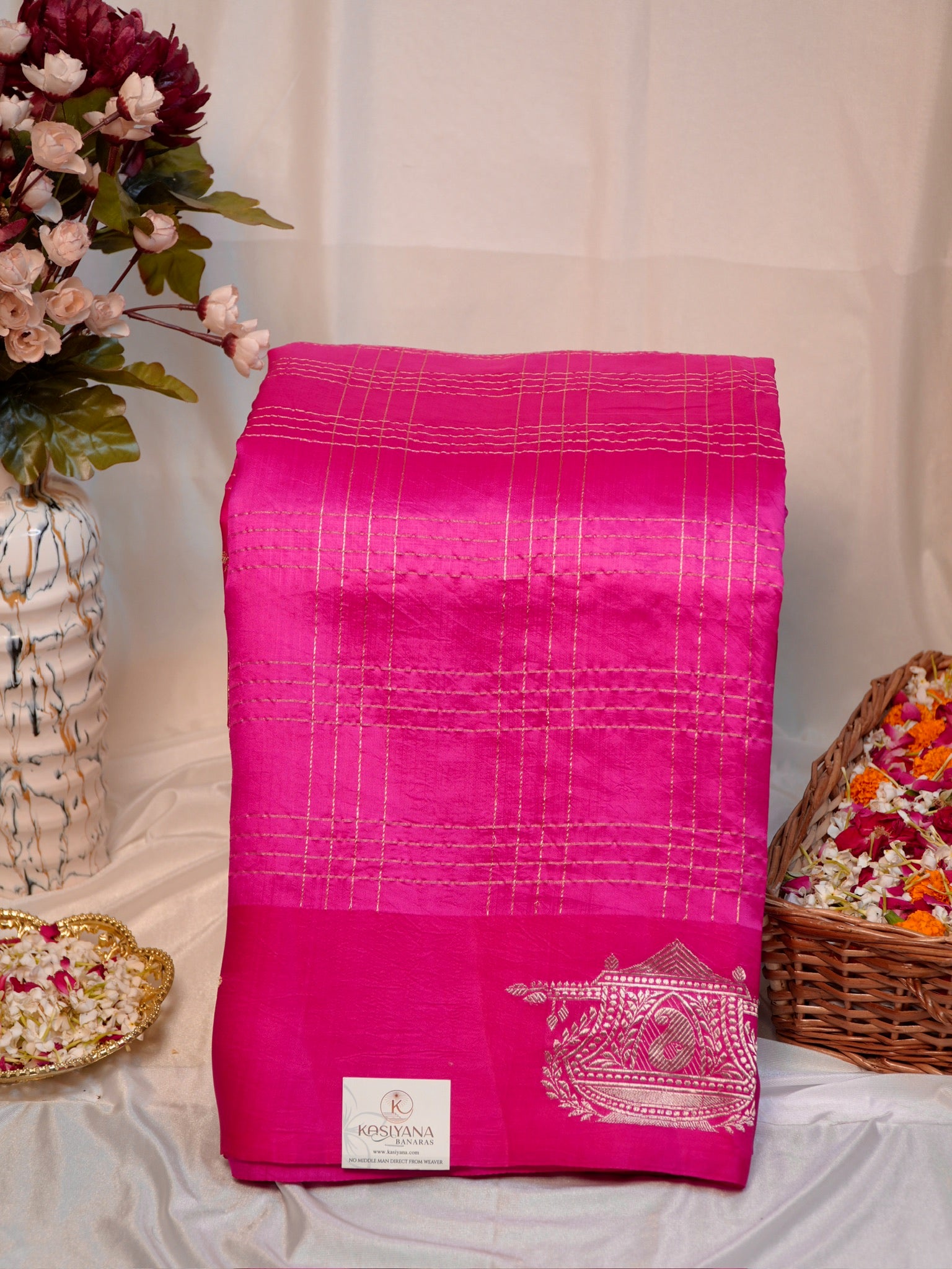 Rani Pink 100% Pure Soft Katan Silk Handwoven Saree