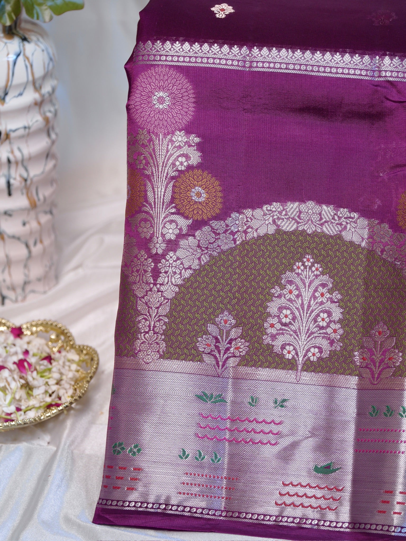 Magenta 100% Pure Soft Katan Silk Saree