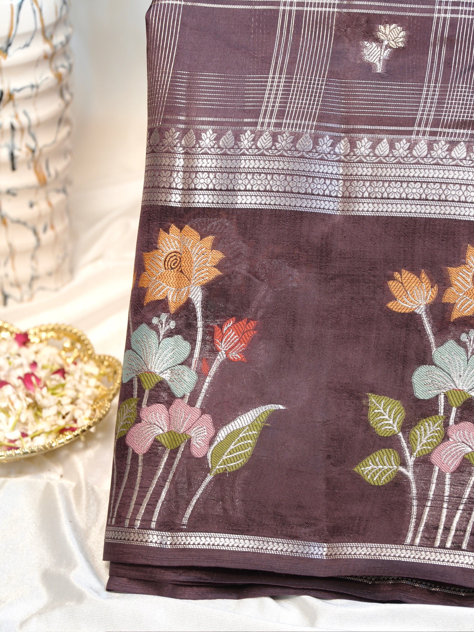 Wine 100% Pure Soft Katan Silk Saree