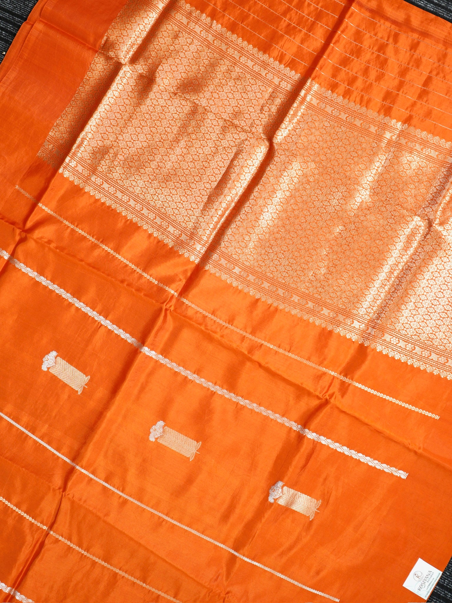 Orange  100% Pure Soft Katan Silk Handwoven Saree