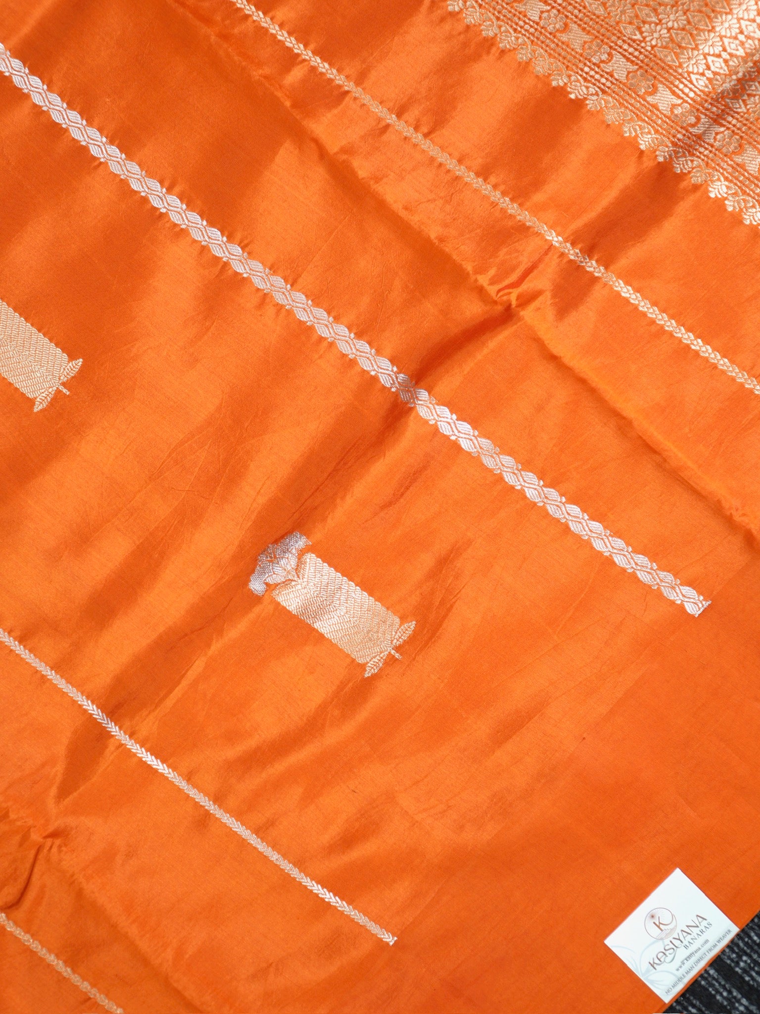 Orange  100% Pure Soft Katan Silk Handwoven Saree