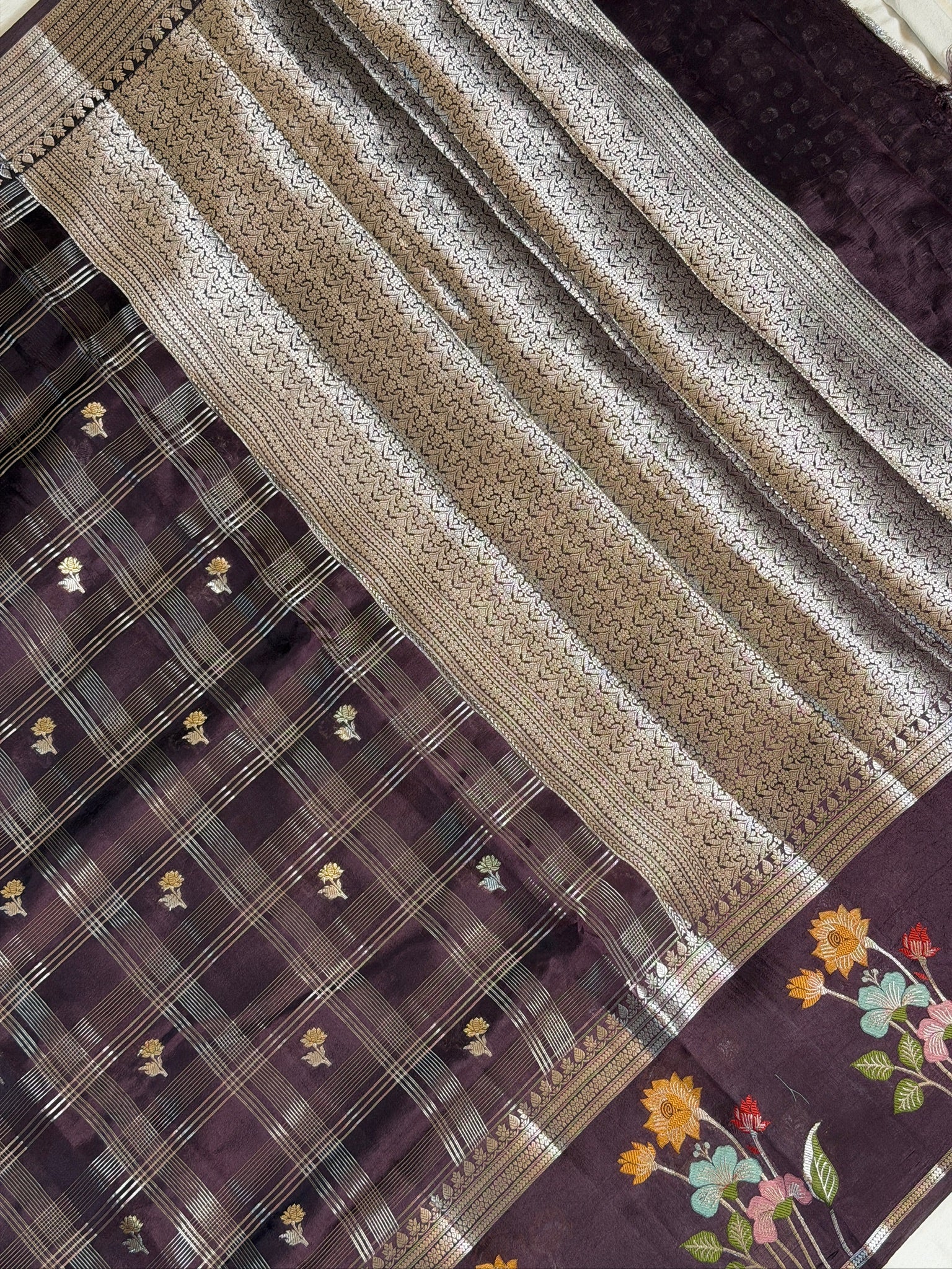 Wine 100% Pure Soft Katan Silk Saree