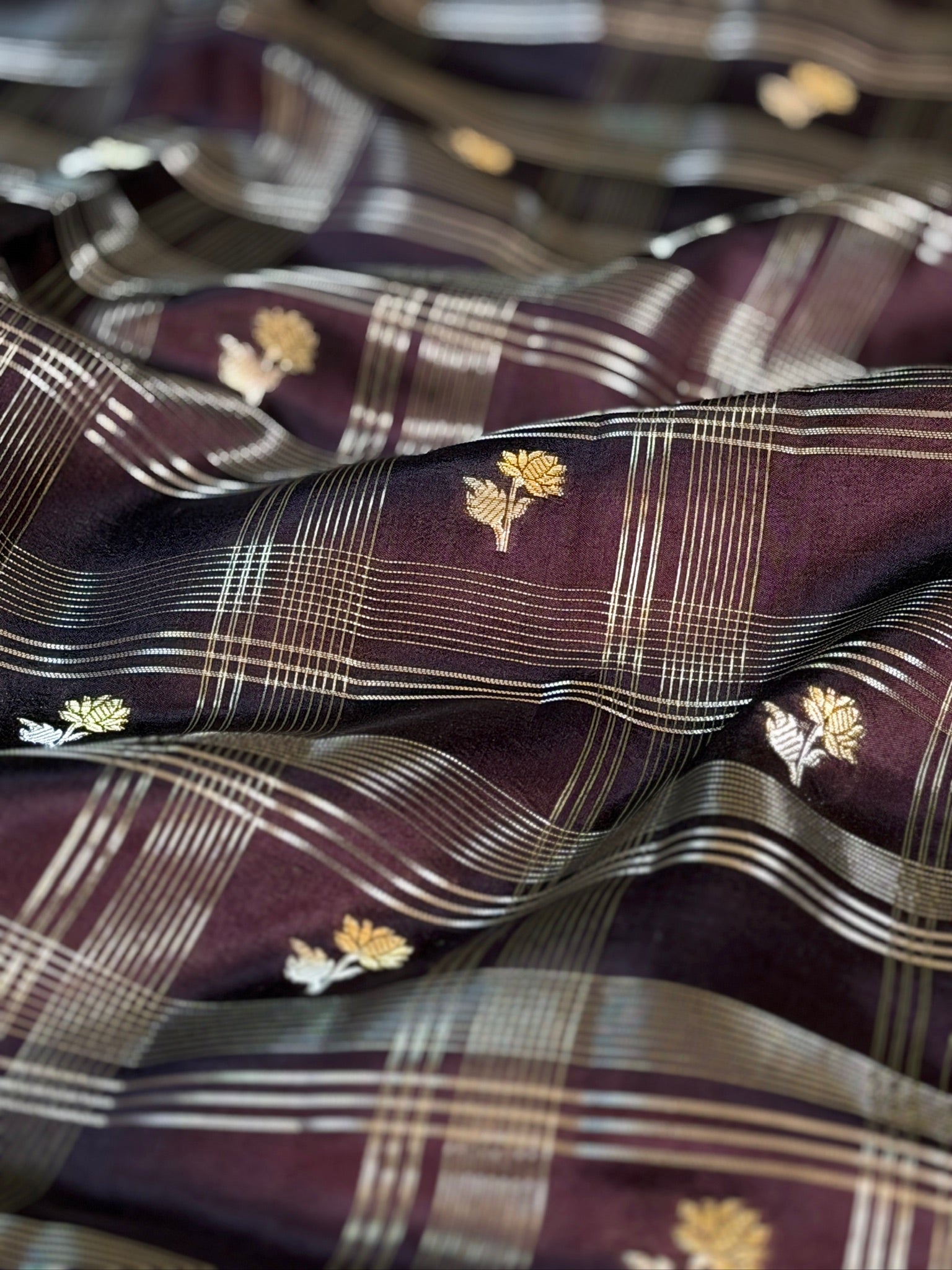 Wine 100% Pure Soft Katan Silk Saree