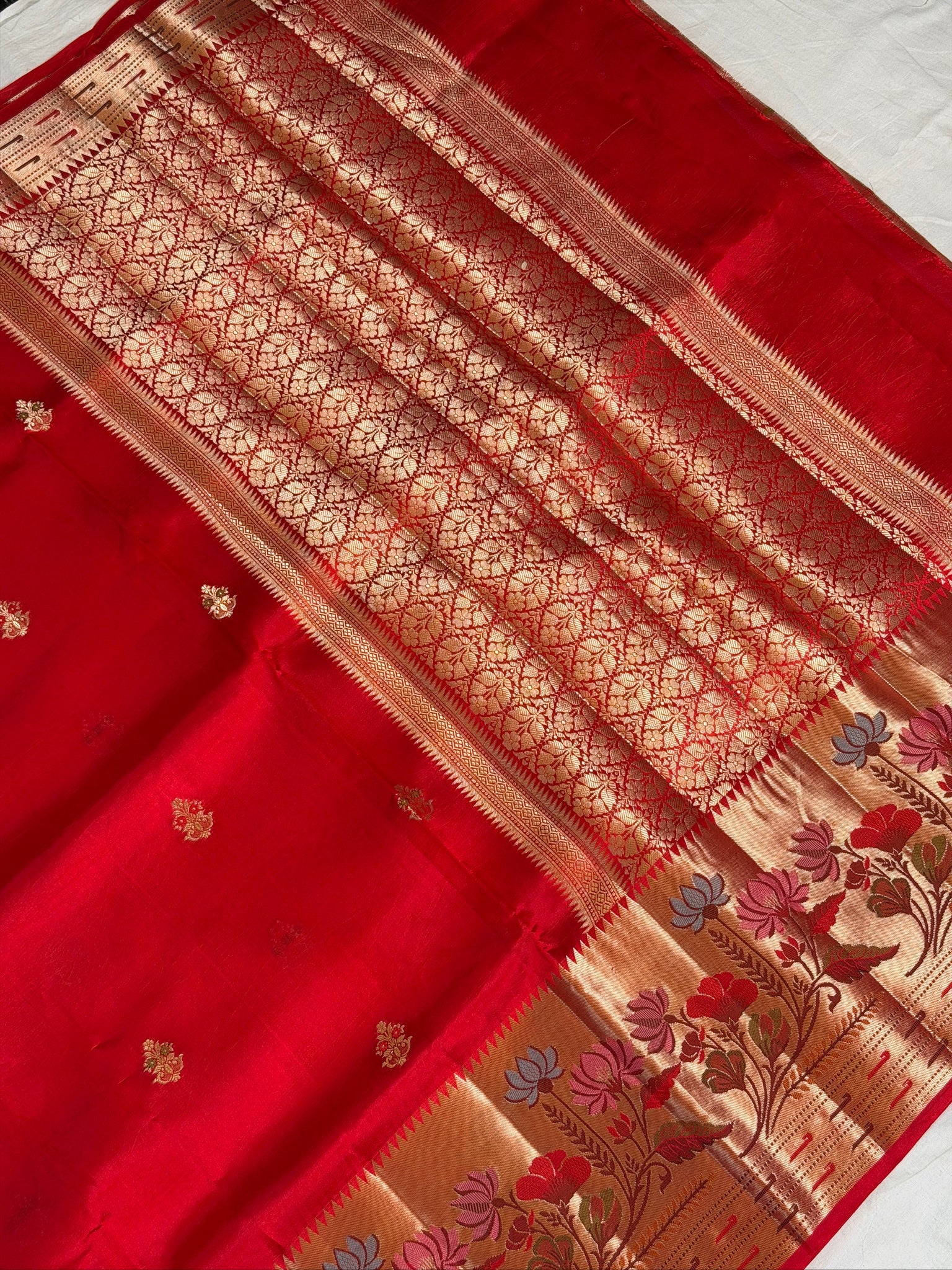 Red 100% Pure Soft Katan Silk Saree