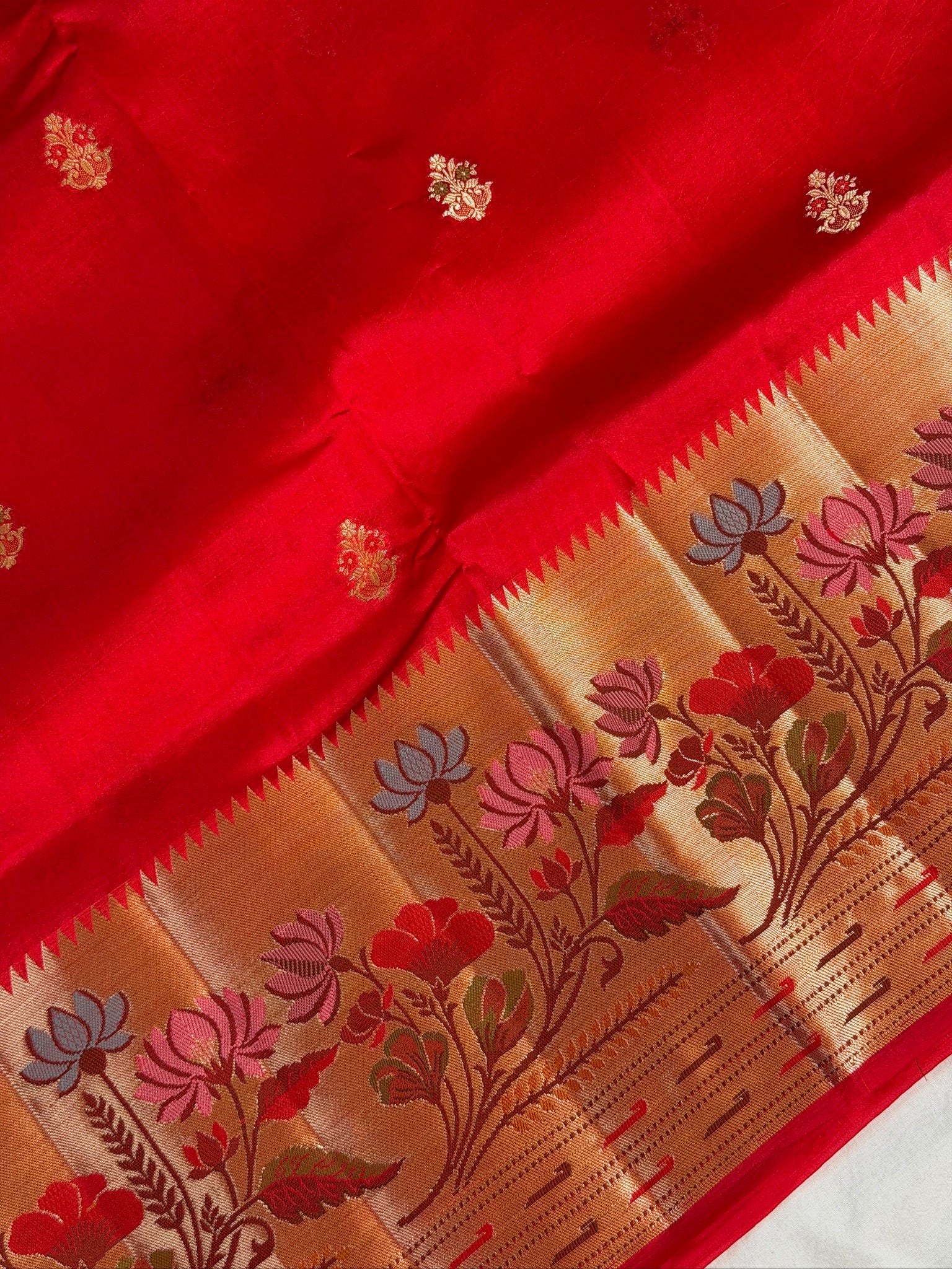 Red 100% Pure Soft Katan Silk Saree