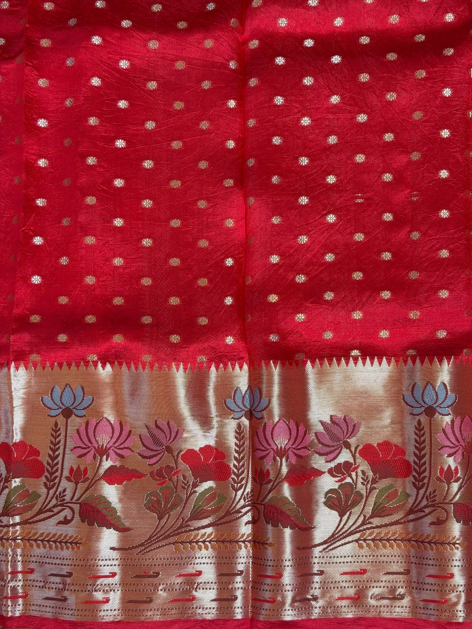 Red 100% Pure Soft Katan Silk Saree