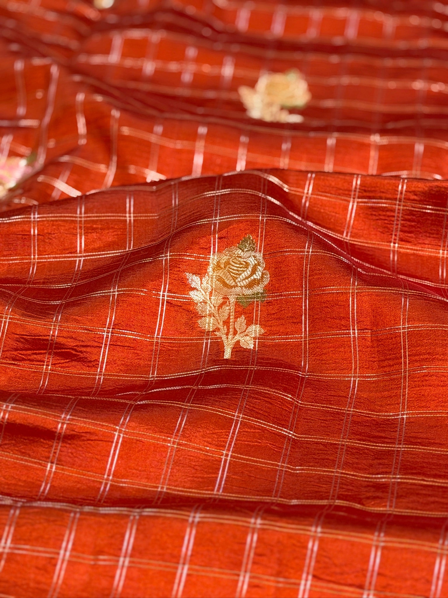 Rust Orange 100% Pure Soft Katan Silk Saree