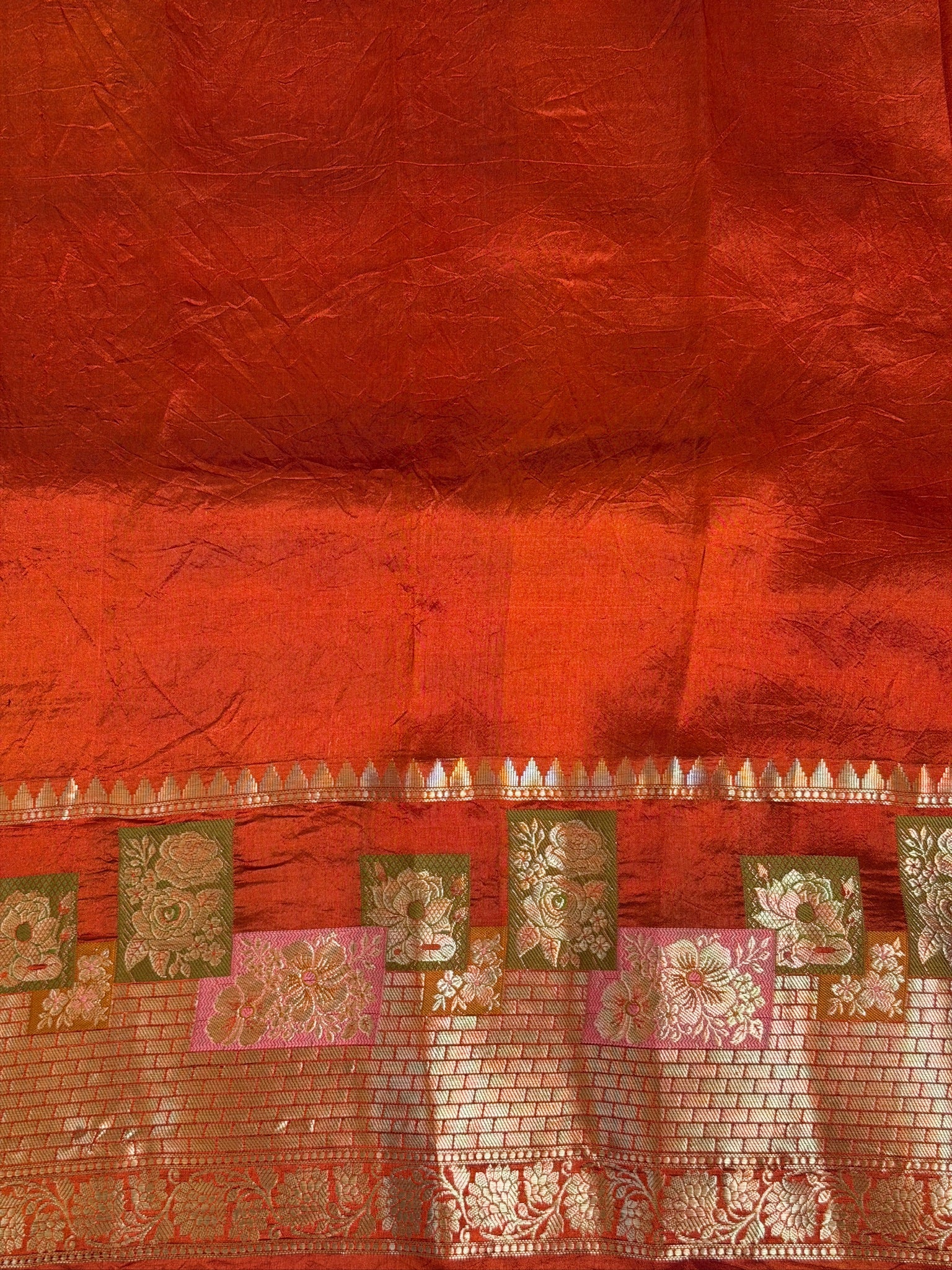 Rust Orange 100% Pure Soft Katan Silk Saree