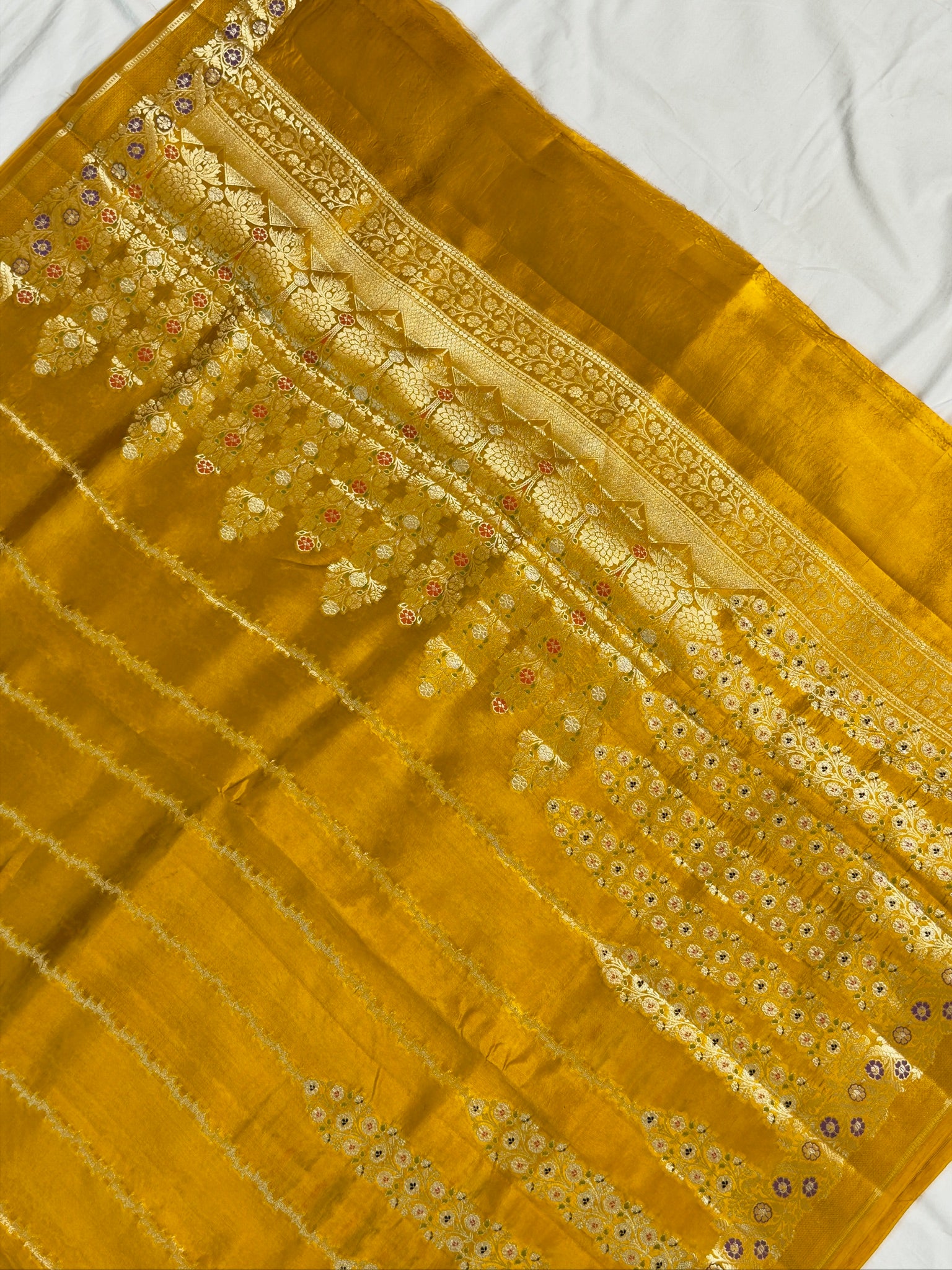 Mustard Yellow 100% Pure Soft Katan Silk Saree