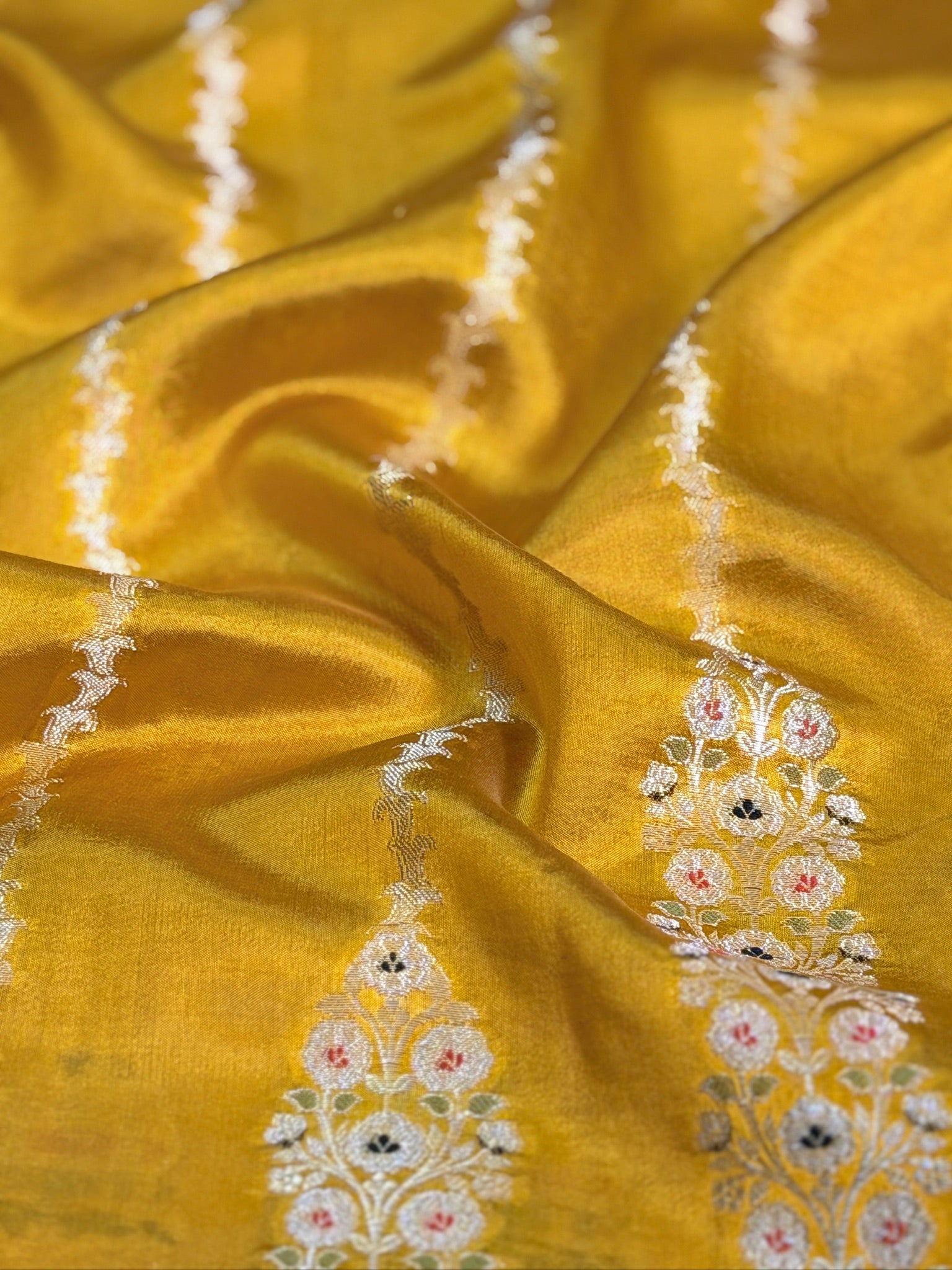 Mustard Yellow 100% Pure Soft Katan Silk Saree