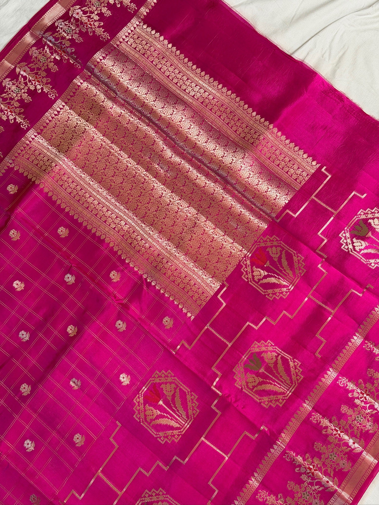 Rani Pink 100% Pure Soft Katan Silk Saree