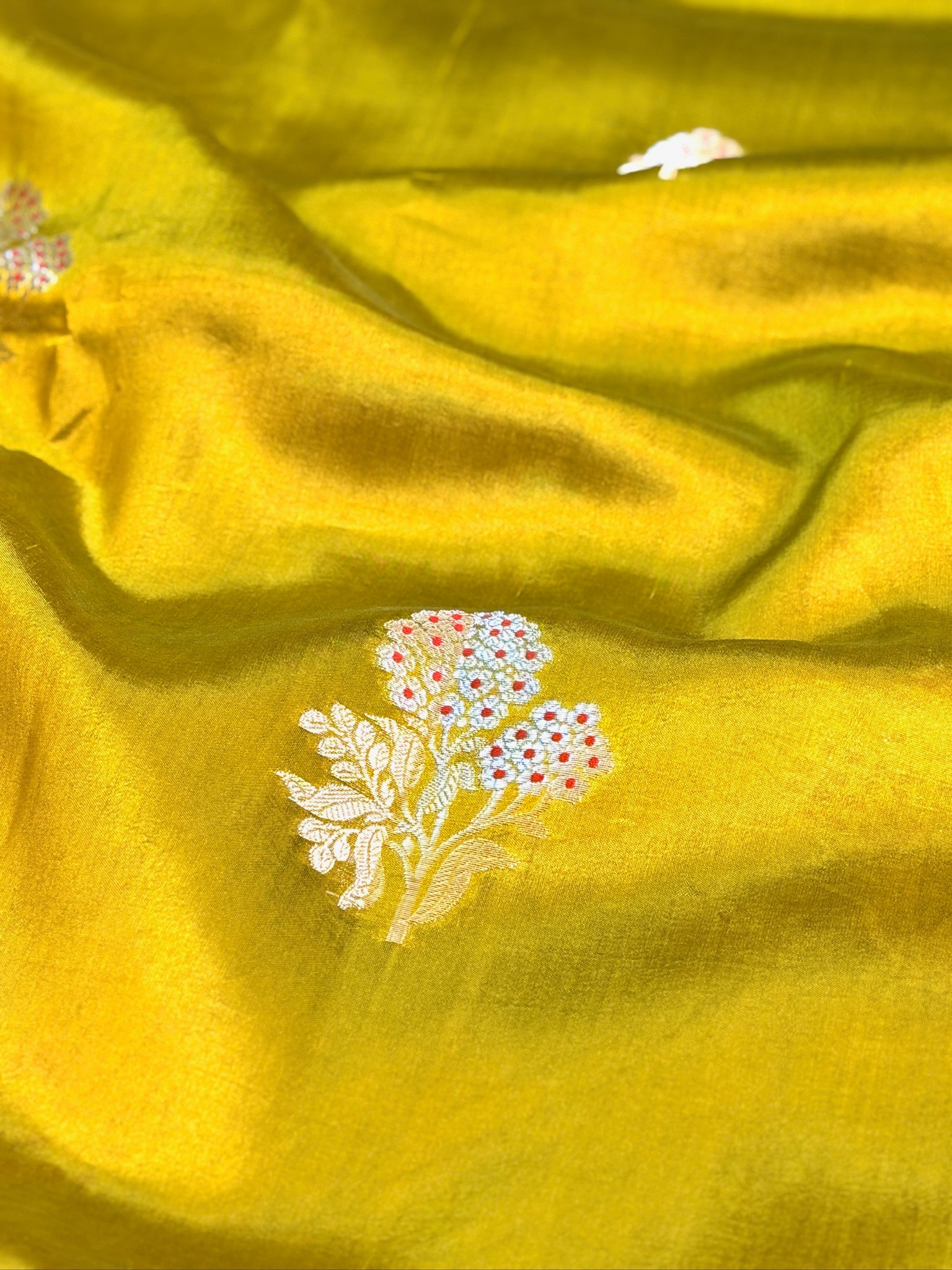 Golden Mustard Yellow 100% Pure Soft Katan Silk Saree