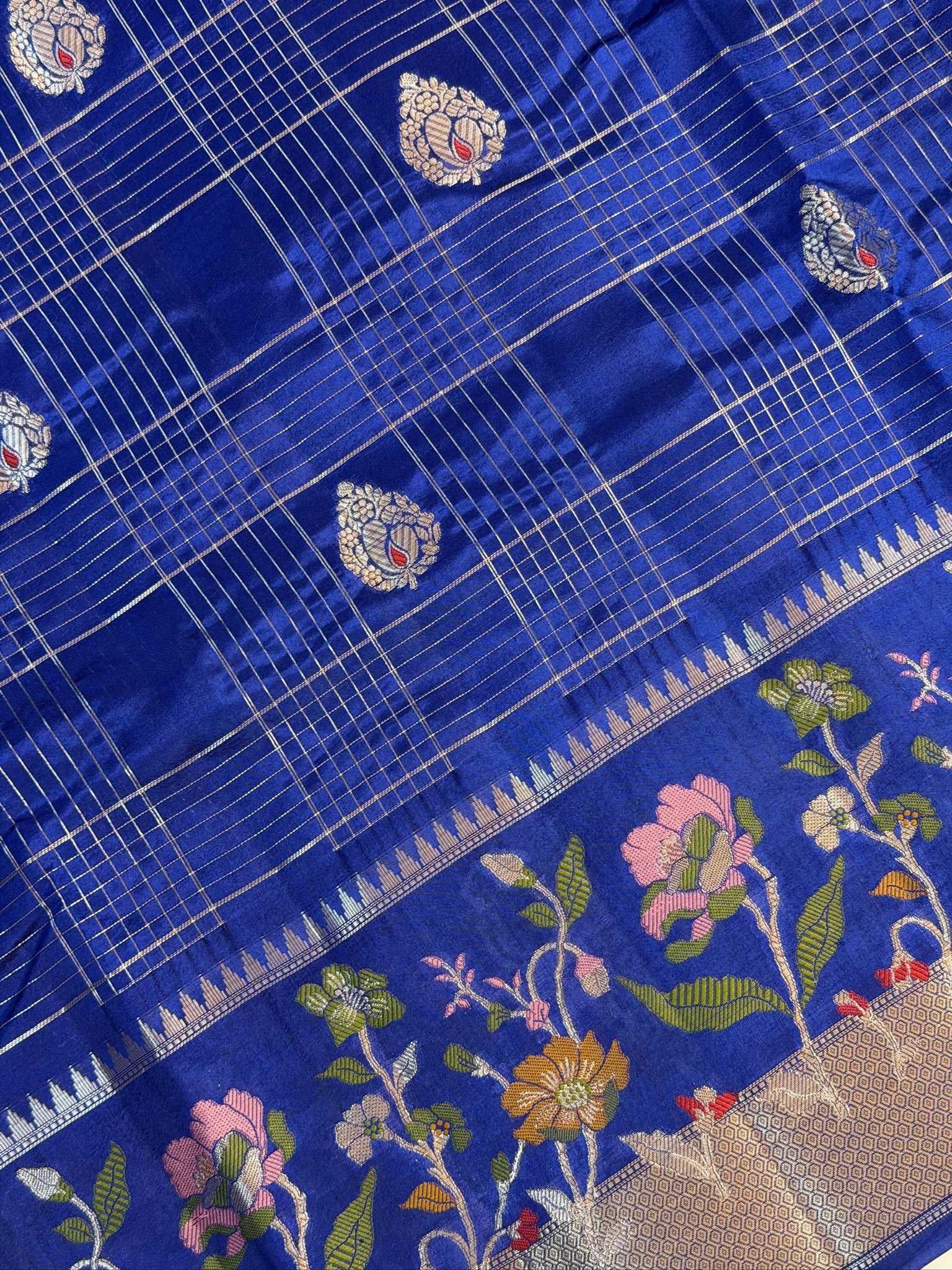 Royal Blue 100% Pure Soft Katan Silk Saree