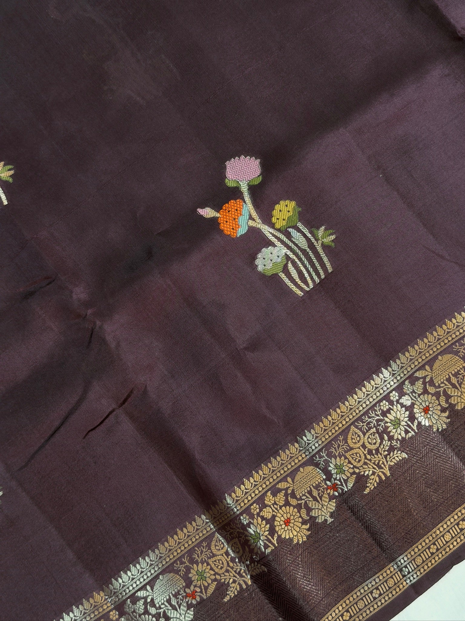 Wine 100% Pure Soft Katan Silk Saree